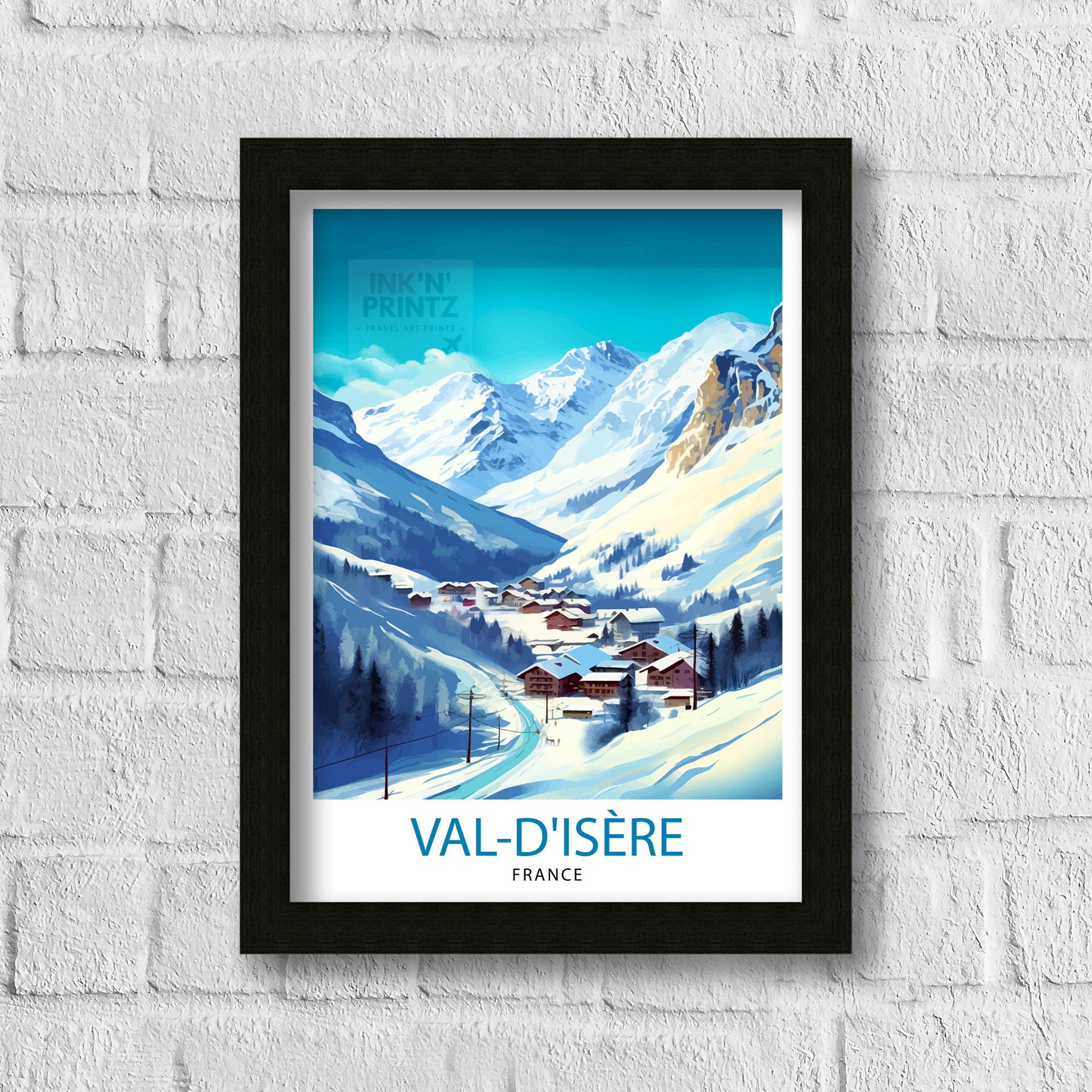 Val d'isere Travel Print | Ski Poster| Travel Poster| Ski Print| Val Di'sere Poster| French Alps| Skiing| Skiing Wall Art| Skiing Poster