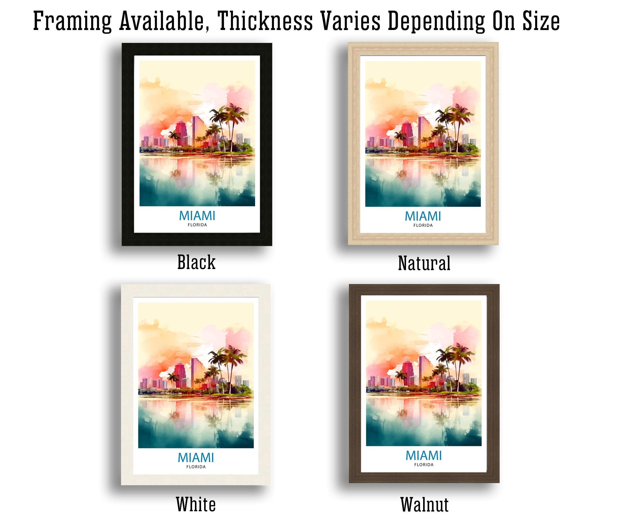Miami Florida Travel Print| Miami Wall Decor Miami Home Living Decor Miami Florida Illustration Travel Poster Gift For Miami Florida Home