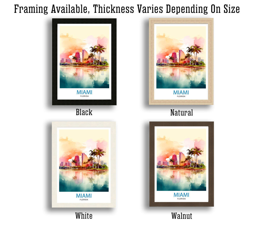 Miami Florida Travel Print| Miami Wall Decor Miami Home Living Decor Miami Florida Illustration Travel Poster Gift For Miami Florida Home