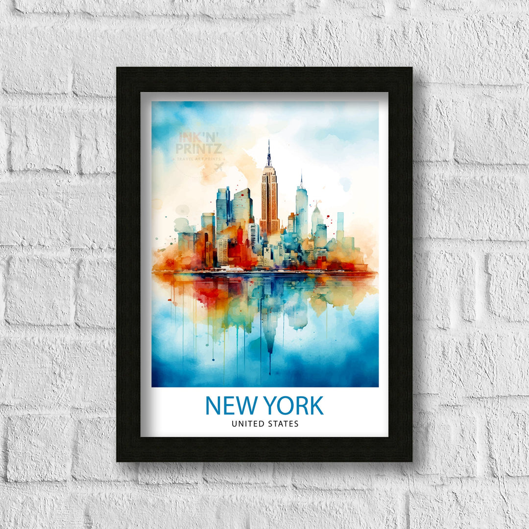 New York City Travel Print| New York Wall Art NYC Illustration Travel Poster Gift for New York Home Decor