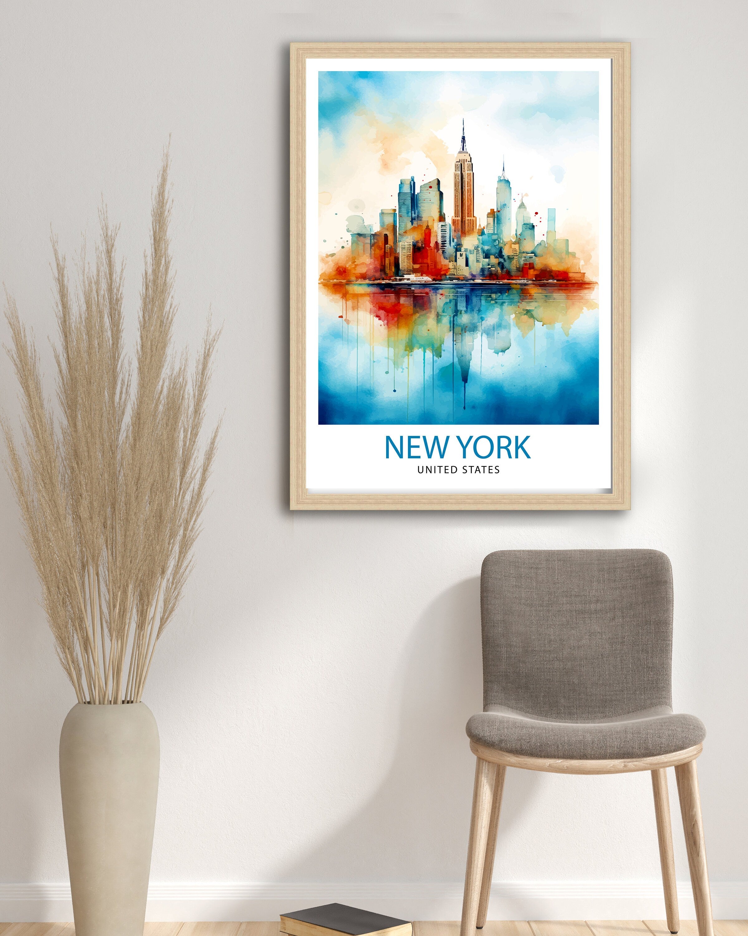 New York City Travel Print| New York Wall Art NYC Illustration Travel Poster Gift for New York Home Decor