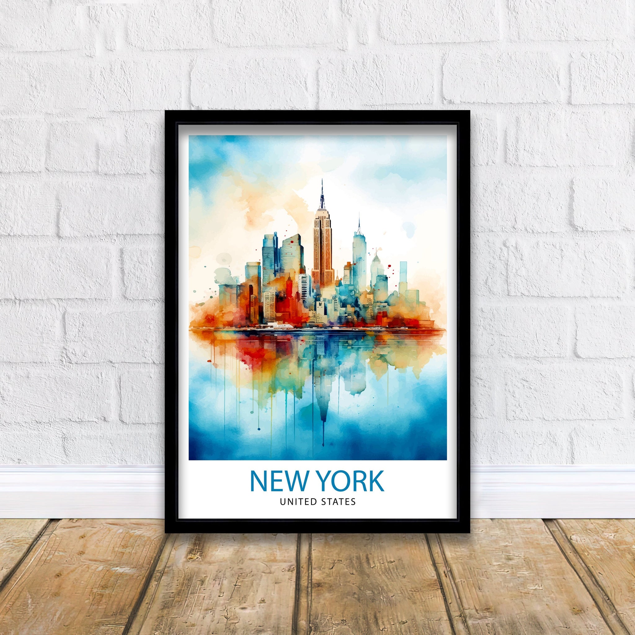 New York City Travel Print| New York Wall Art NYC Illustration Travel Poster Gift for New York Home Decor