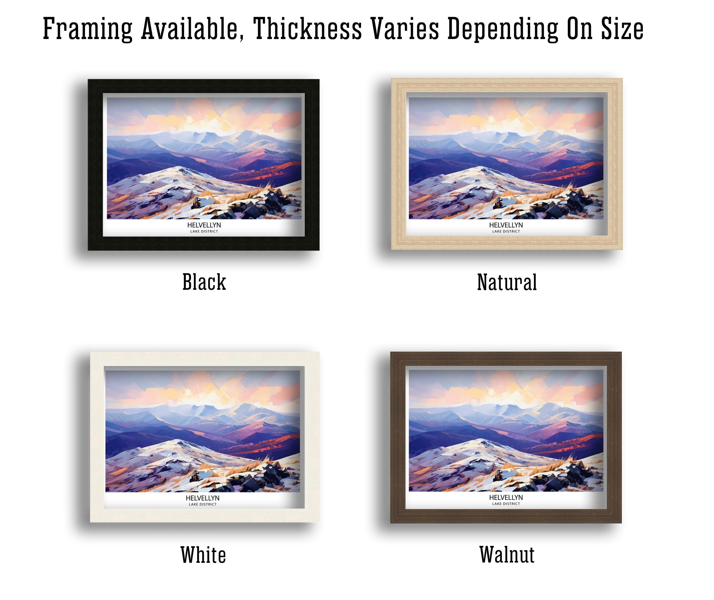 Helvellyn Lake District Print English Mountain Landscape Art Helvellyn Peak Poster Cumbria Hiking Wall Decor UK Nature Illustration British