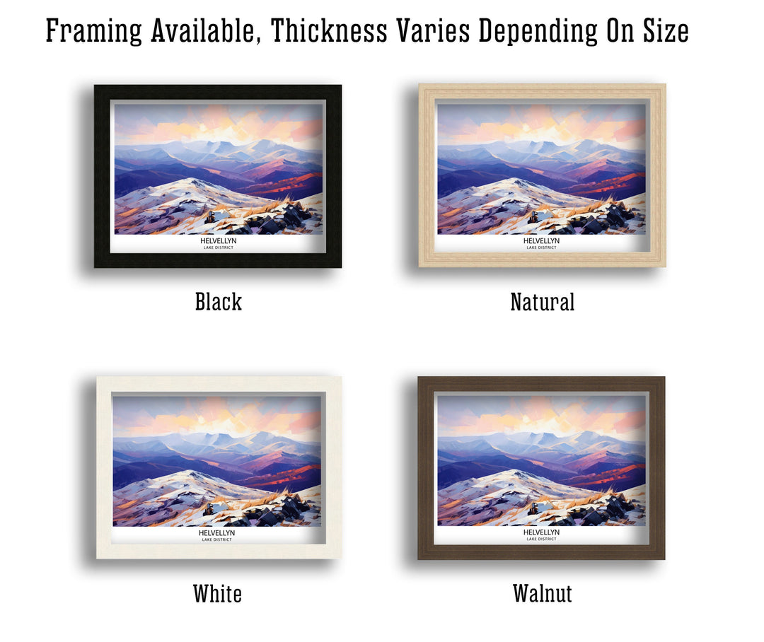 Helvellyn Lake District Print English Mountain Landscape Art Helvellyn Peak Poster Cumbria Hiking Wall Decor UK Nature Illustration British