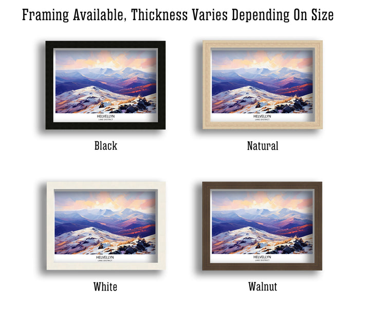 Helvellyn Lake District Print English Mountain Landscape Art Helvellyn Peak Poster Cumbria Hiking Wall Decor UK Nature Illustration British