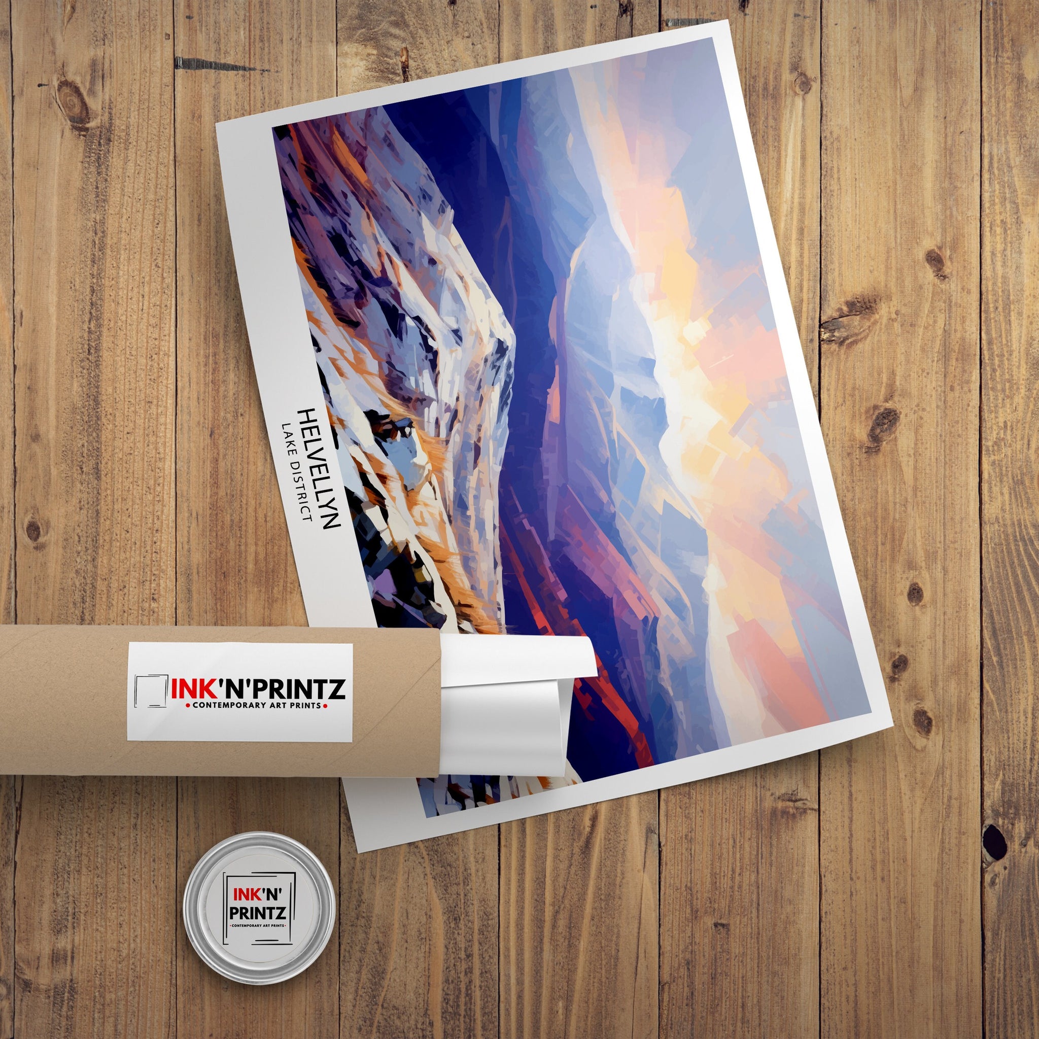 Helvellyn Lake District Print English Mountain Landscape Art Helvellyn Peak Poster Cumbria Hiking Wall Decor UK Nature Illustration British