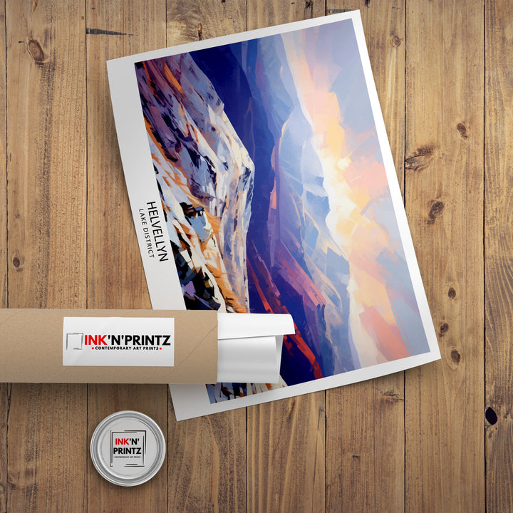 Helvellyn Lake District Print English Mountain Landscape Art Helvellyn Peak Poster Cumbria Hiking Wall Decor UK Nature Illustration British