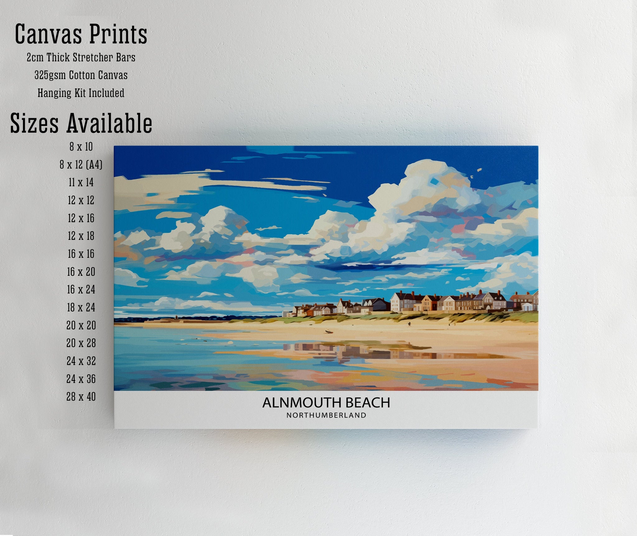 Alnmouth Beach Northumberland Travel Print Alnmouth Wall Decor Alnmouth Home Living Decor Northumberland Illustration Travel Poster Gift