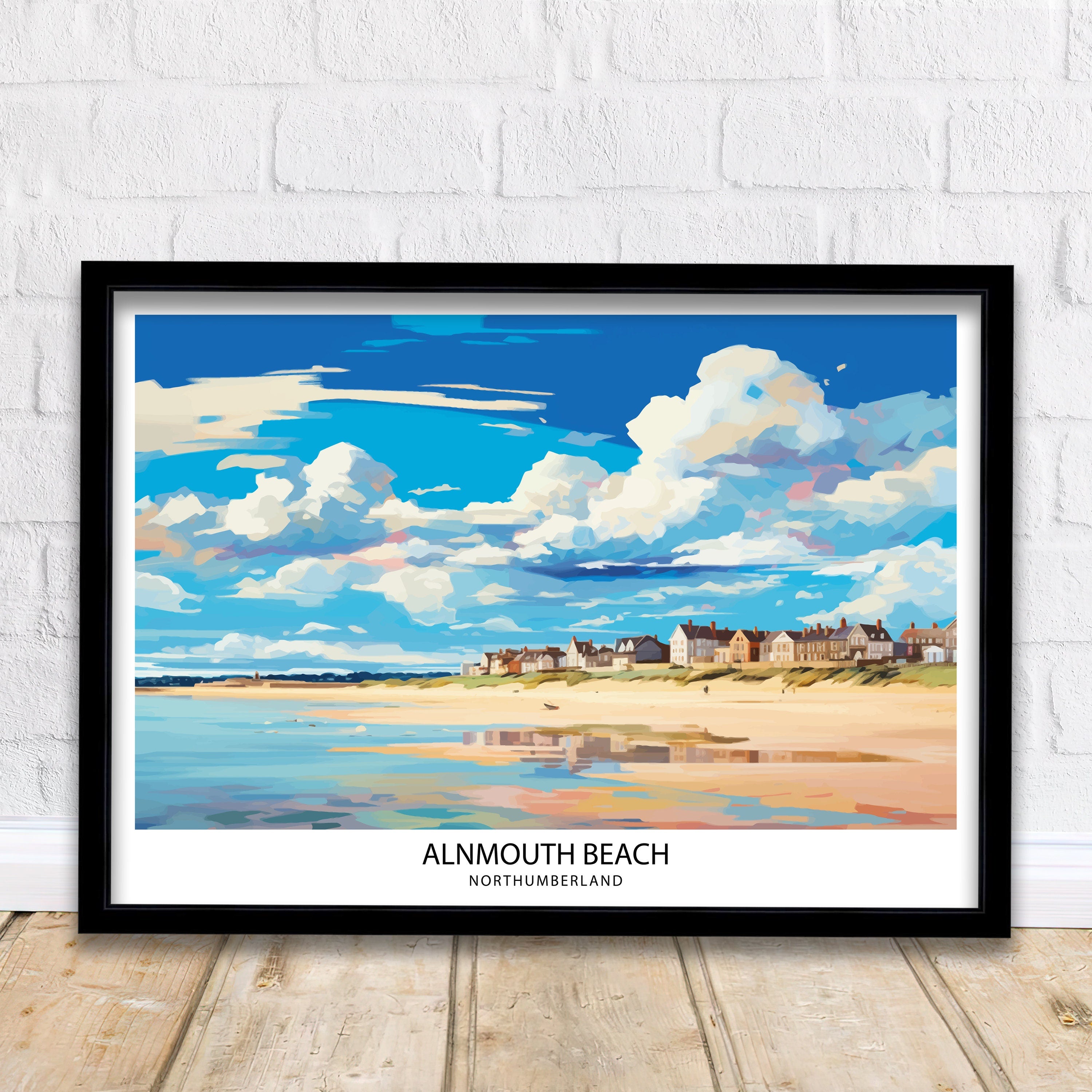 Alnmouth Beach Northumberland Travel Print Alnmouth Wall Decor Alnmouth Home Living Decor Northumberland Illustration Travel Poster Gift