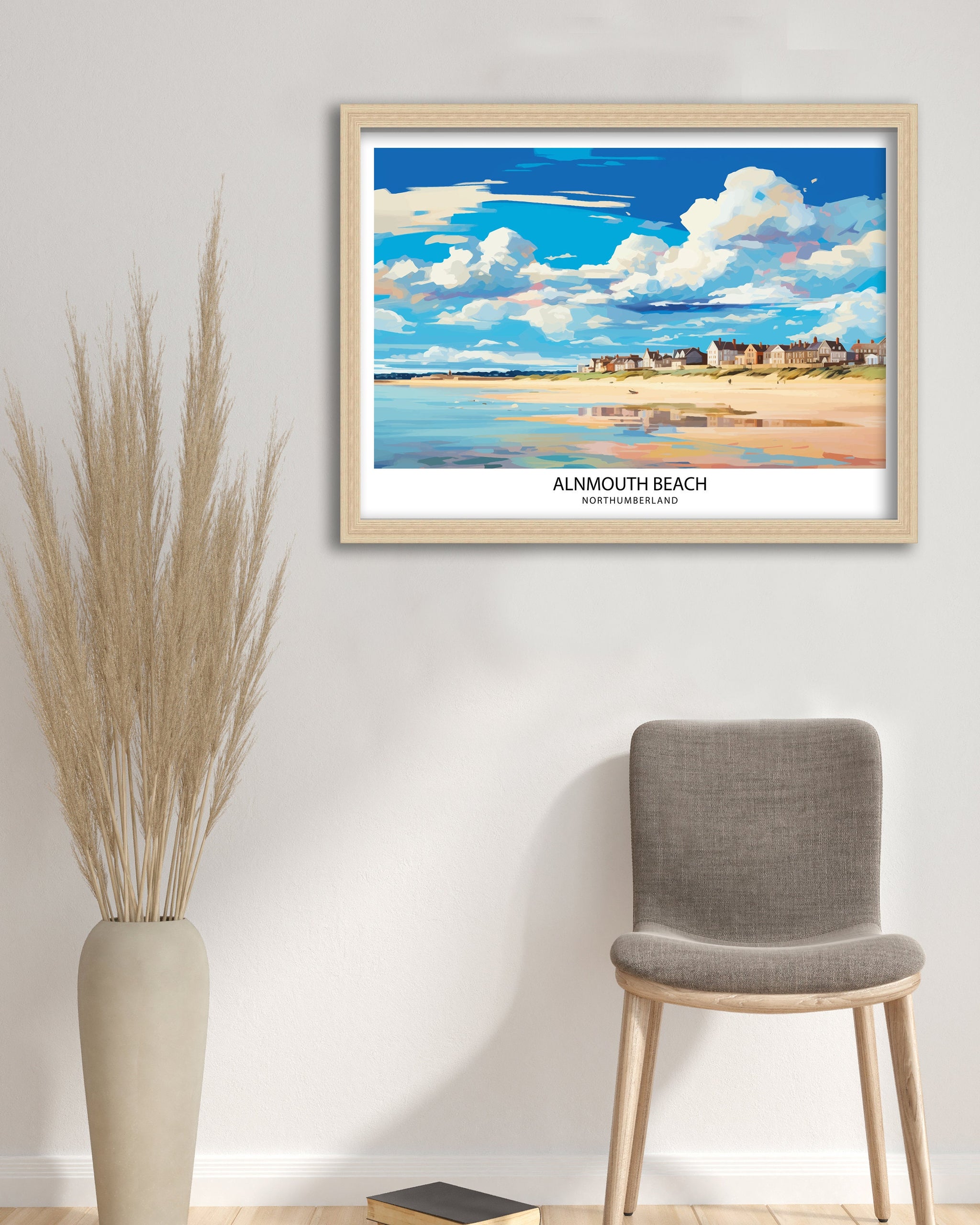 Alnmouth Beach Northumberland Travel Print Alnmouth Wall Decor Alnmouth Home Living Decor Northumberland Illustration Travel Poster Gift