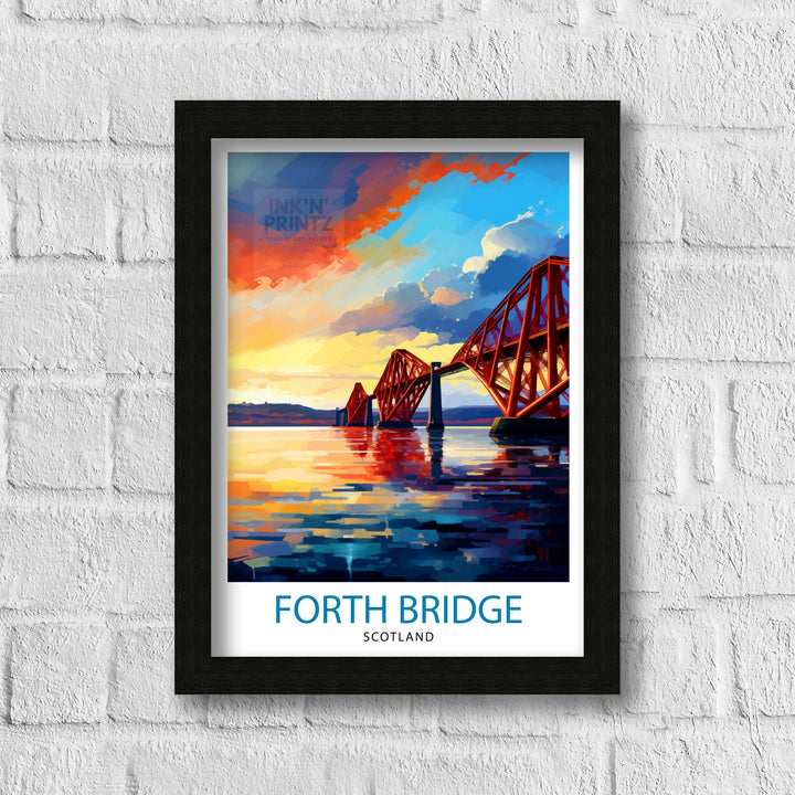 Forth Bridge Scotland Poster Iconic Scottish Engineering Poster Firth of Forth Wall Art Edinburgh Landmark Decor Historical Structure