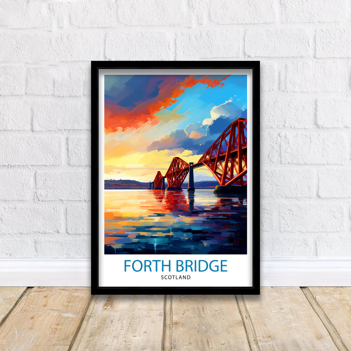 Forth Bridge Scotland Poster Iconic Scottish Engineering Poster Firth of Forth Wall Art Edinburgh Landmark Decor Historical Structure