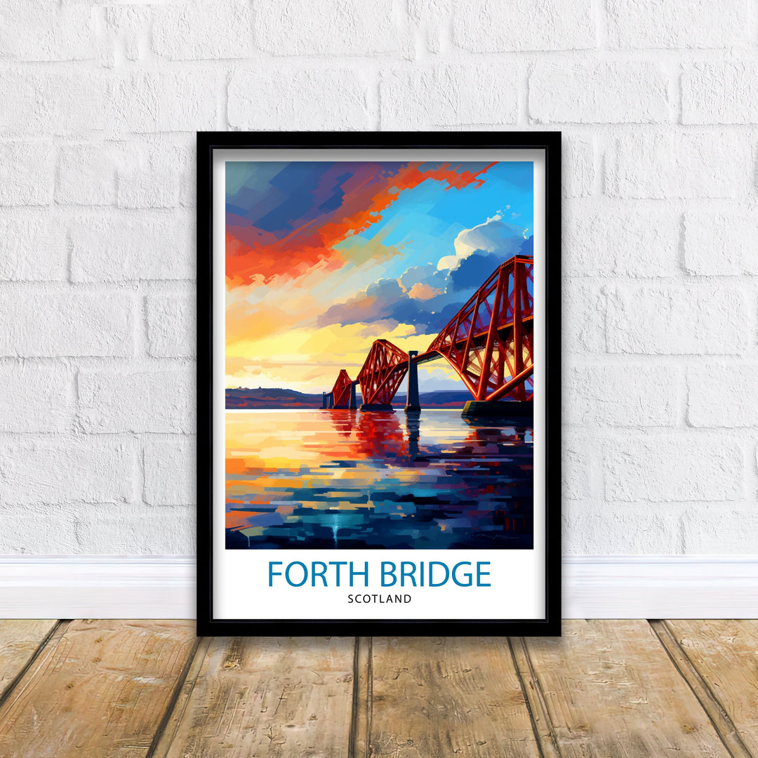 Forth Bridge Scotland Poster Iconic Scottish Engineering Poster Firth of Forth Wall Art Edinburgh Landmark Decor Historical Structure