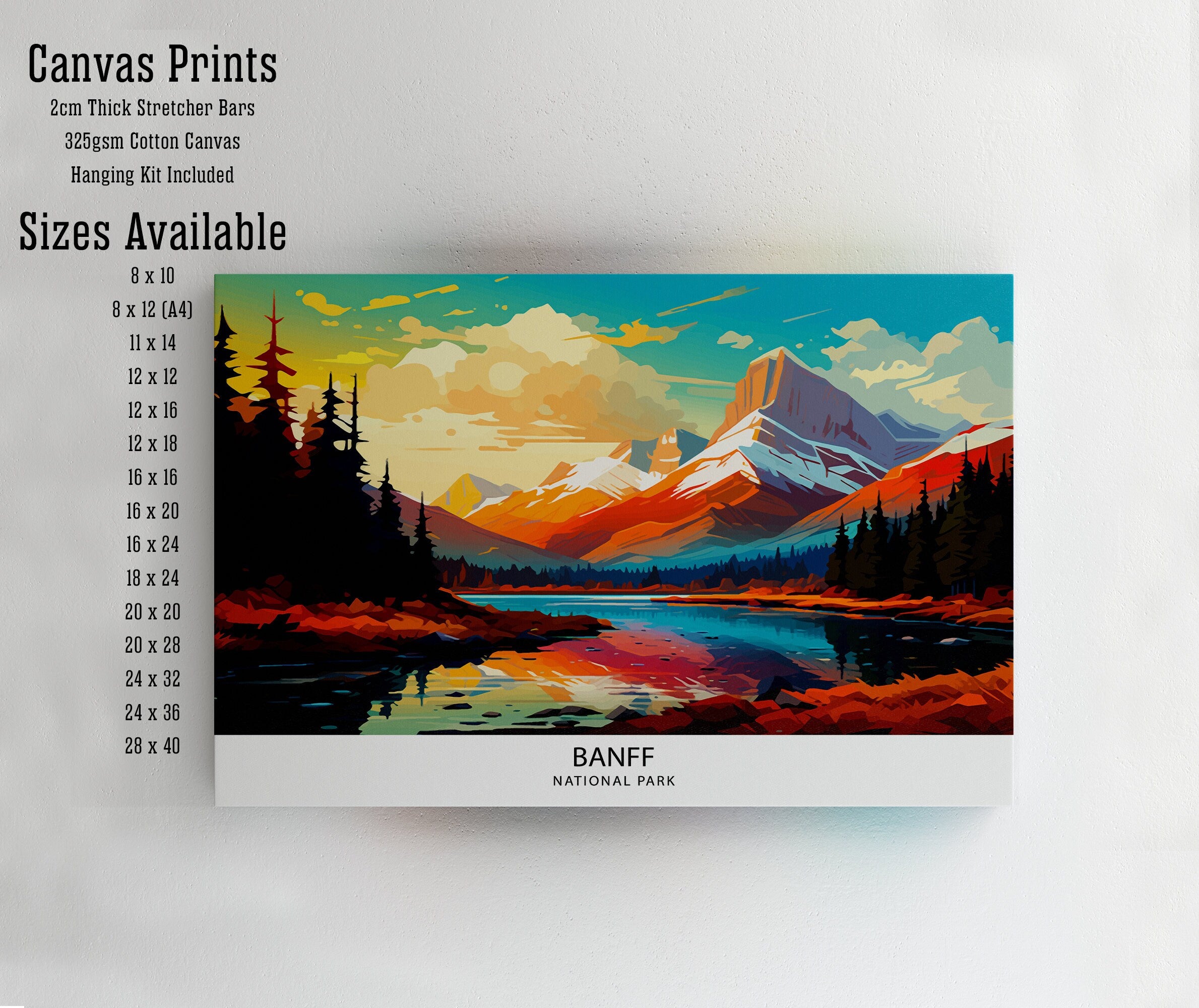 Banff National Park Travel Print Banff Wall Decor Banff Home Decor Banff Canada Illustration Travel Poster Gift For Banff Canada Home Decor