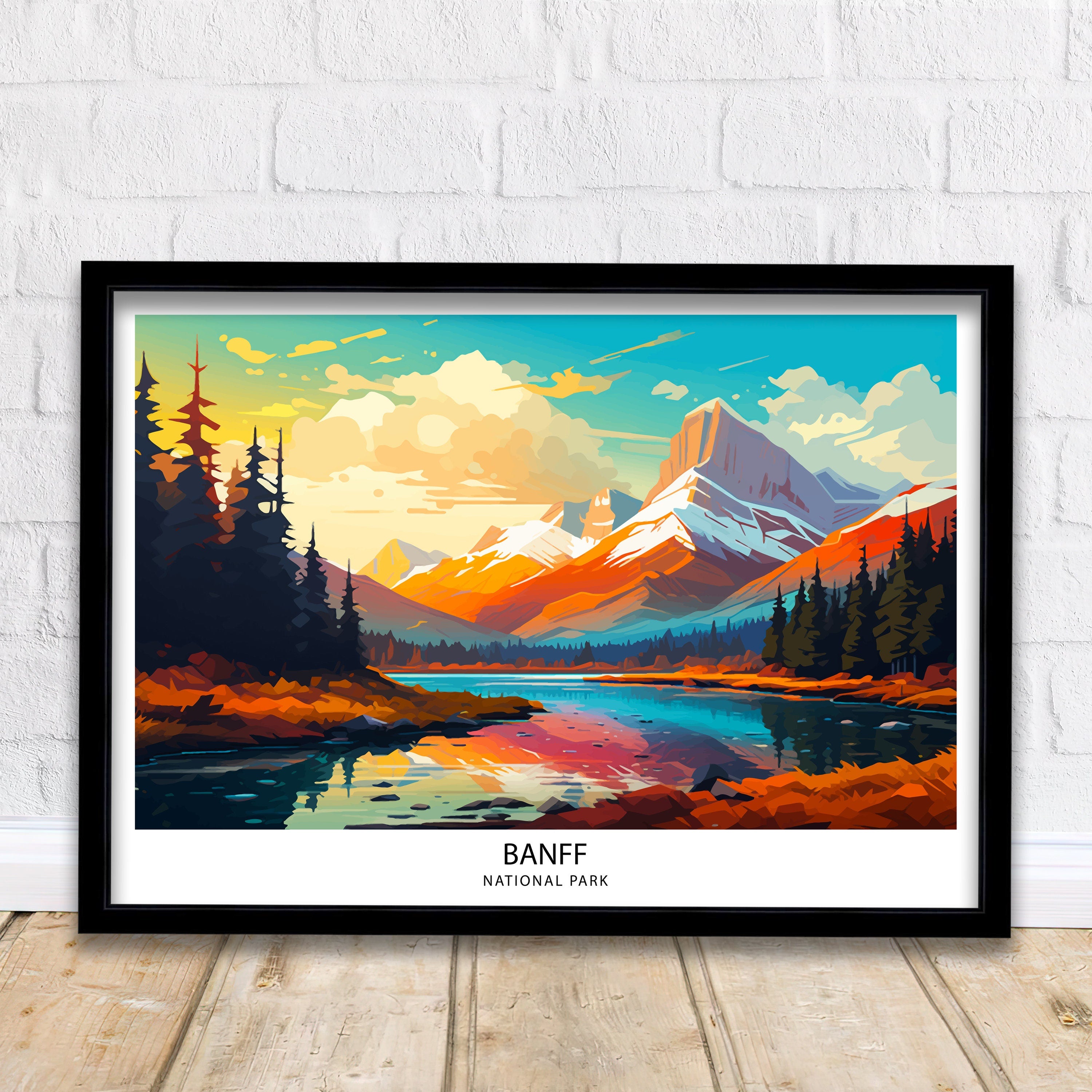 Banff National Park Travel Print Banff Wall Decor Banff Home Decor Banff Canada Illustration Travel Poster Gift For Banff Canada Home Decor