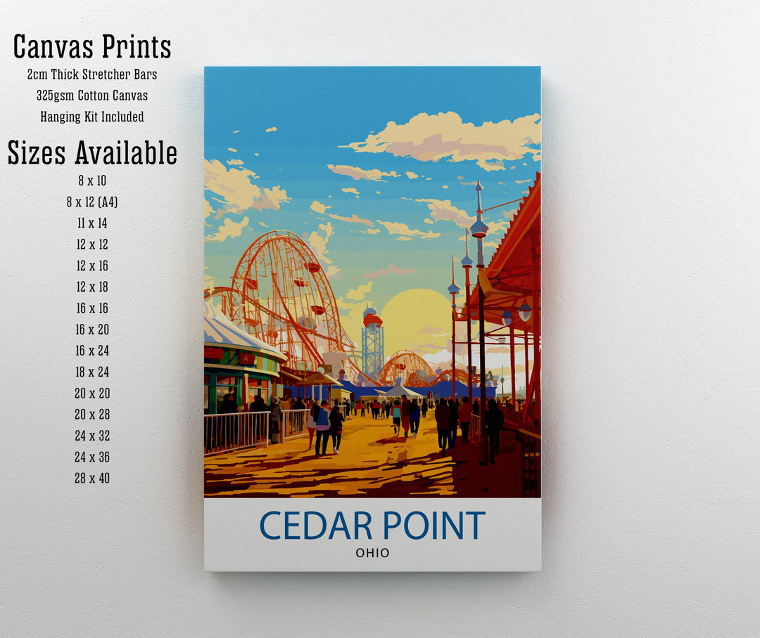 Cedar Point Ohio Poster Amusement Park Art Roller Coaster