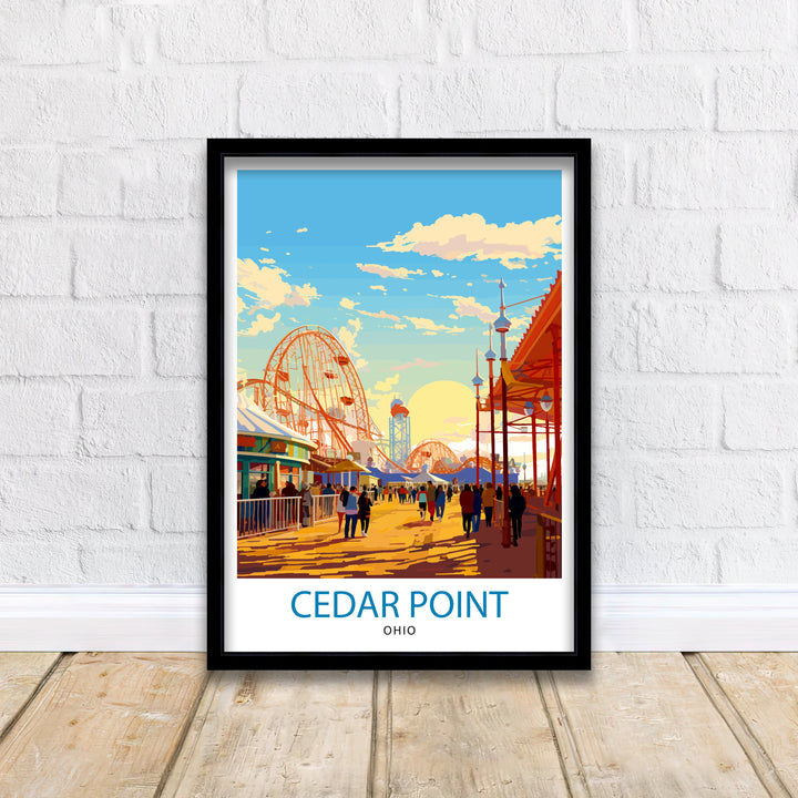 Cedar Point Ohio Poster Amusement Park Art Roller Coaster