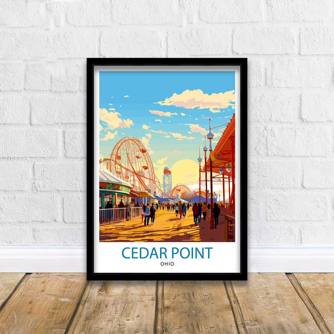 Cedar Point Ohio Poster Amusement Park Art Roller Coaster