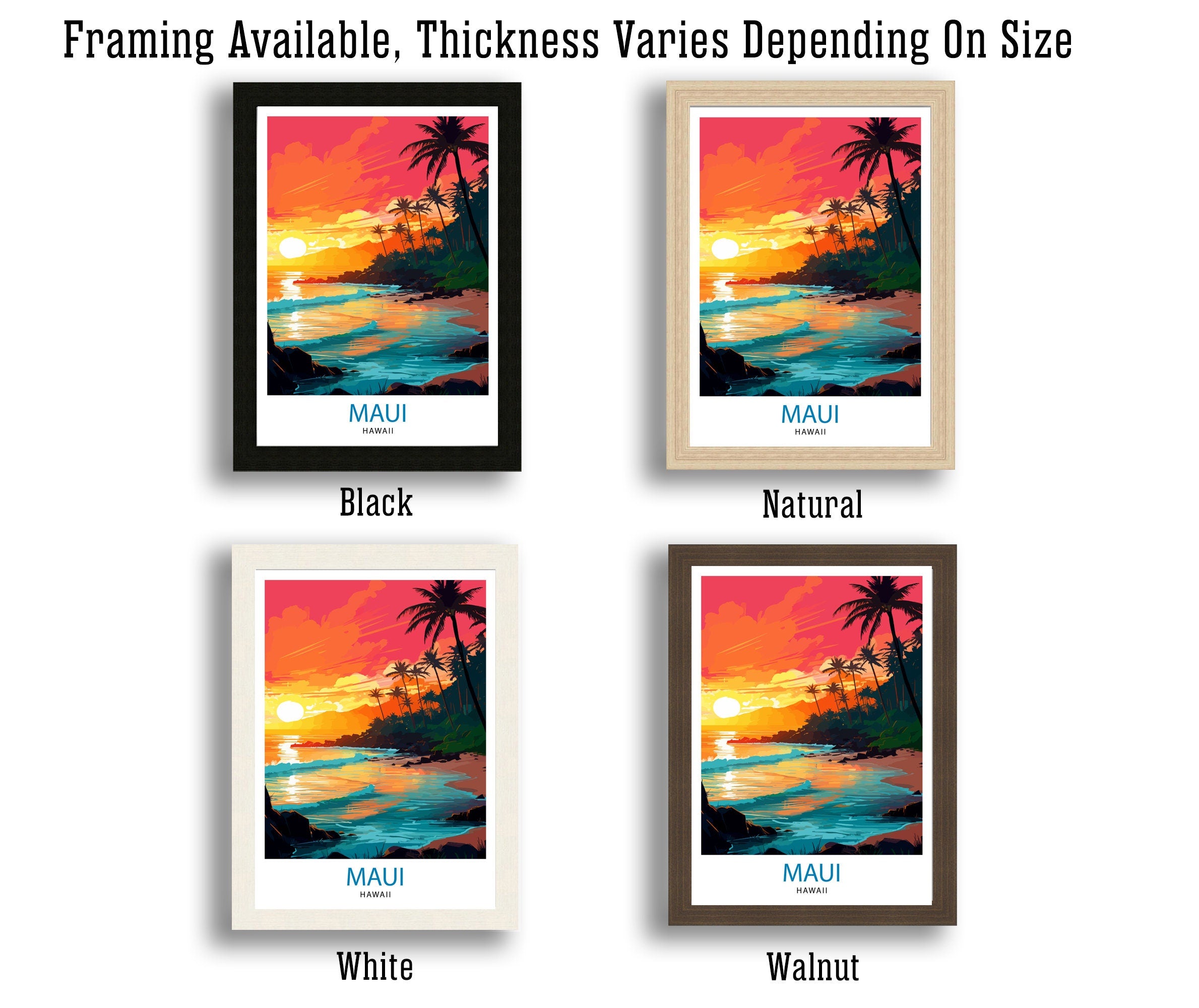 Maui Hawaii Print| Tropical Island Art Hawaiian Beach Poster Maui Landscape Wall Decor Hawaiian Paradise Illustration Aloha Spirit Artwork