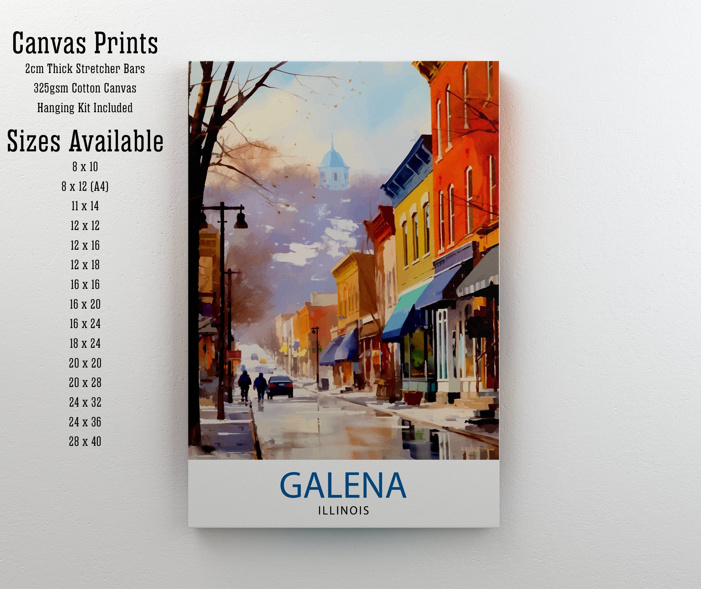 Galena Illinois Print| Historic Town Art Galena Main Street Poster Illinois Landscape Decor Midwest Charm Wall Art