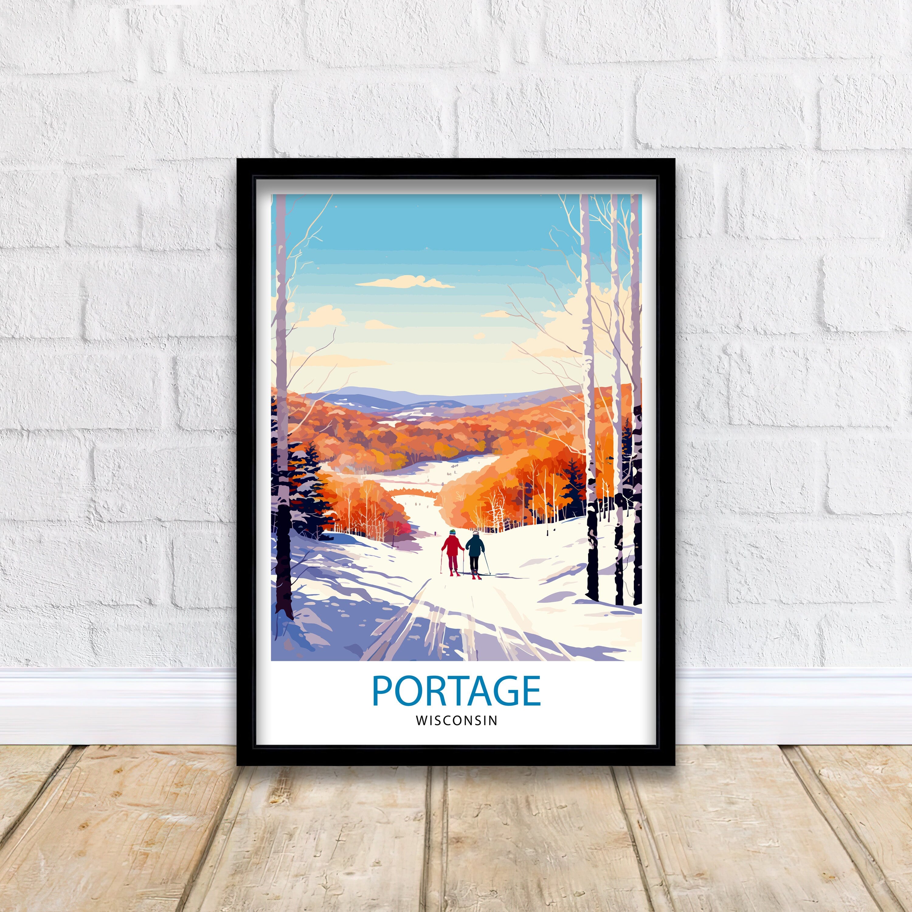Portage Wisconsin Print| Small Town Charm Art Portage Cityscape Poster Wisconsin Landscape Wall Art Midwestern Town Decor American Hometown