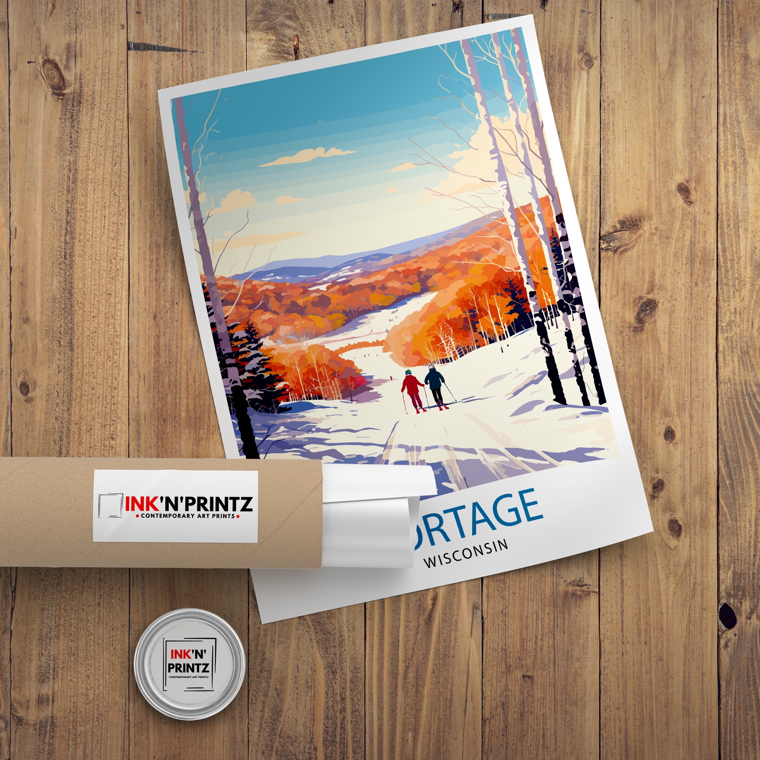 Portage Wisconsin Print| Small Town Charm Art Portage Cityscape Poster Wisconsin Landscape Wall Art Midwestern Town Decor American Hometown