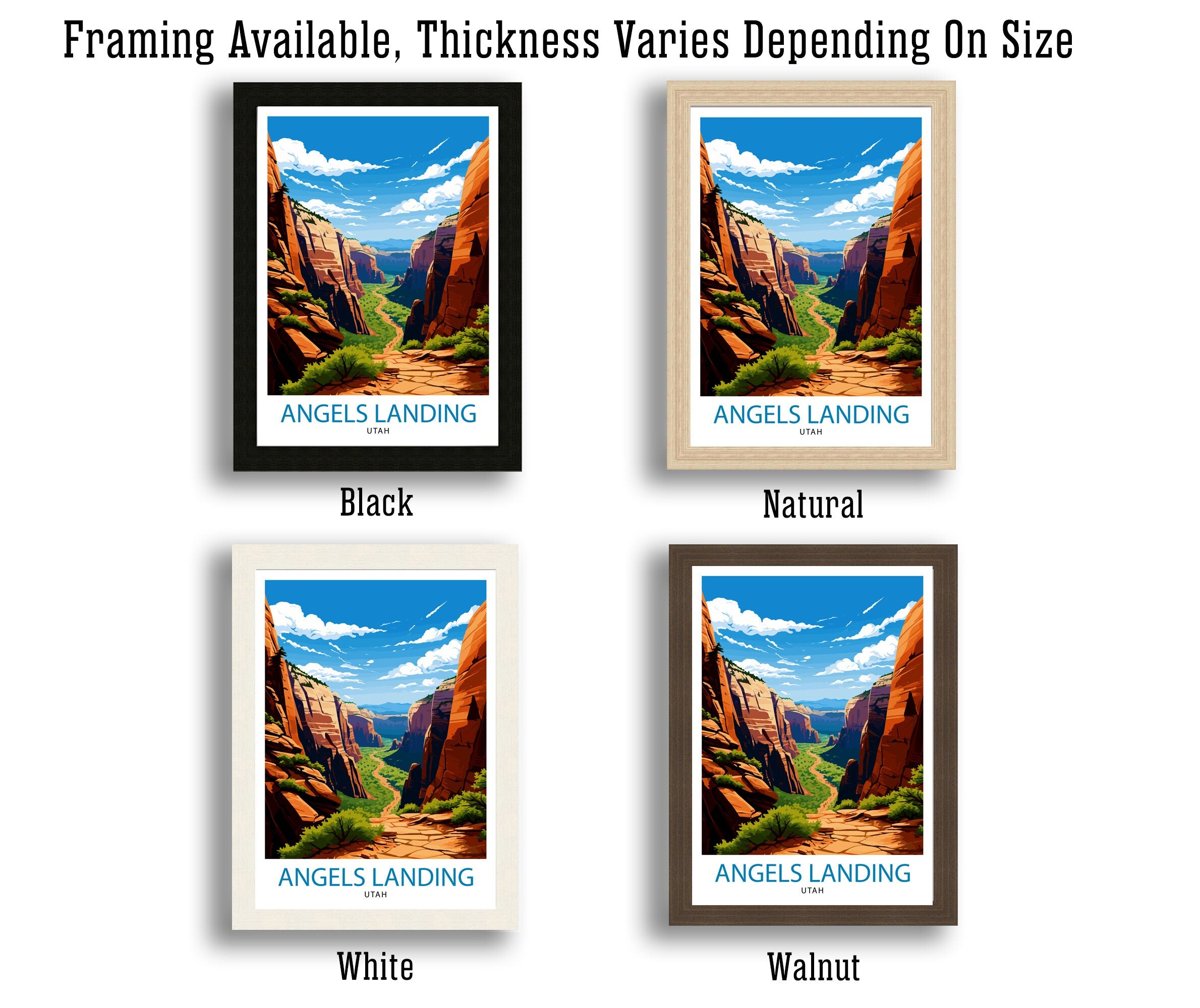 Angels Landing Utah Print Zion National Park Art Hiking Trail Poster Scenic Landscape Wall Decor Nature Adventure Illustration Southwest USA