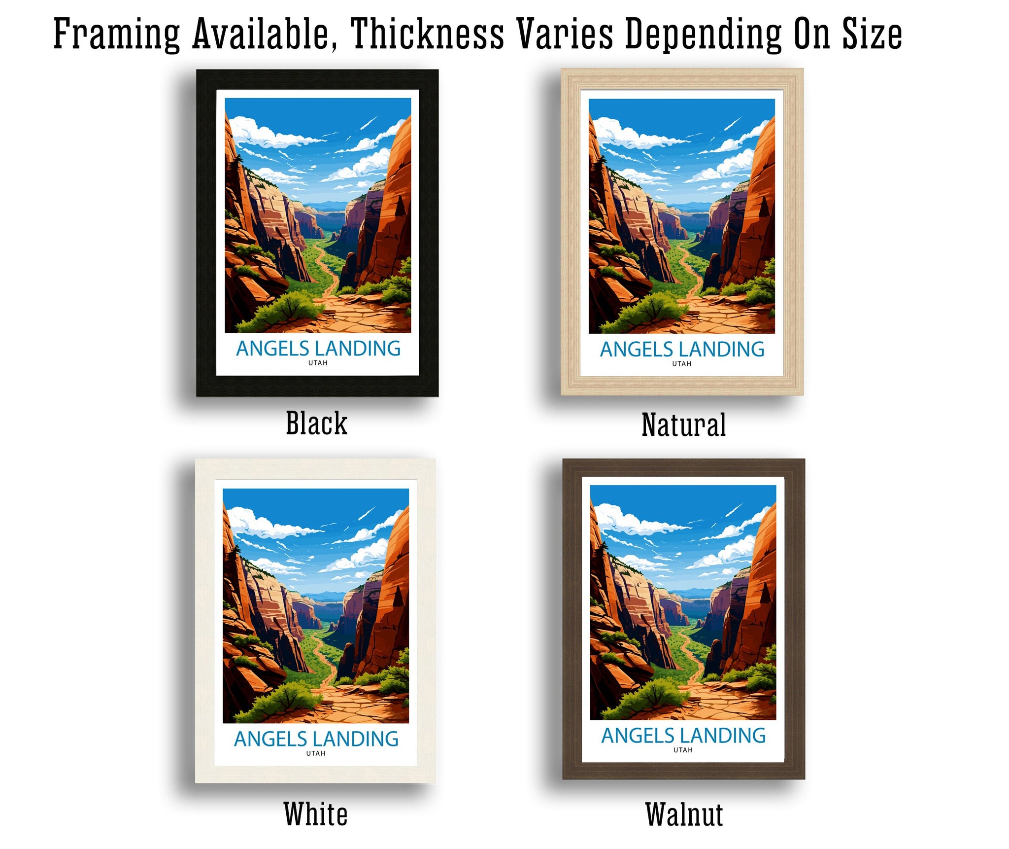 Angels Landing Utah Print Zion National Park Art Hiking Trail Poster Scenic Landscape Wall Decor Nature Adventure Illustration Southwest USA