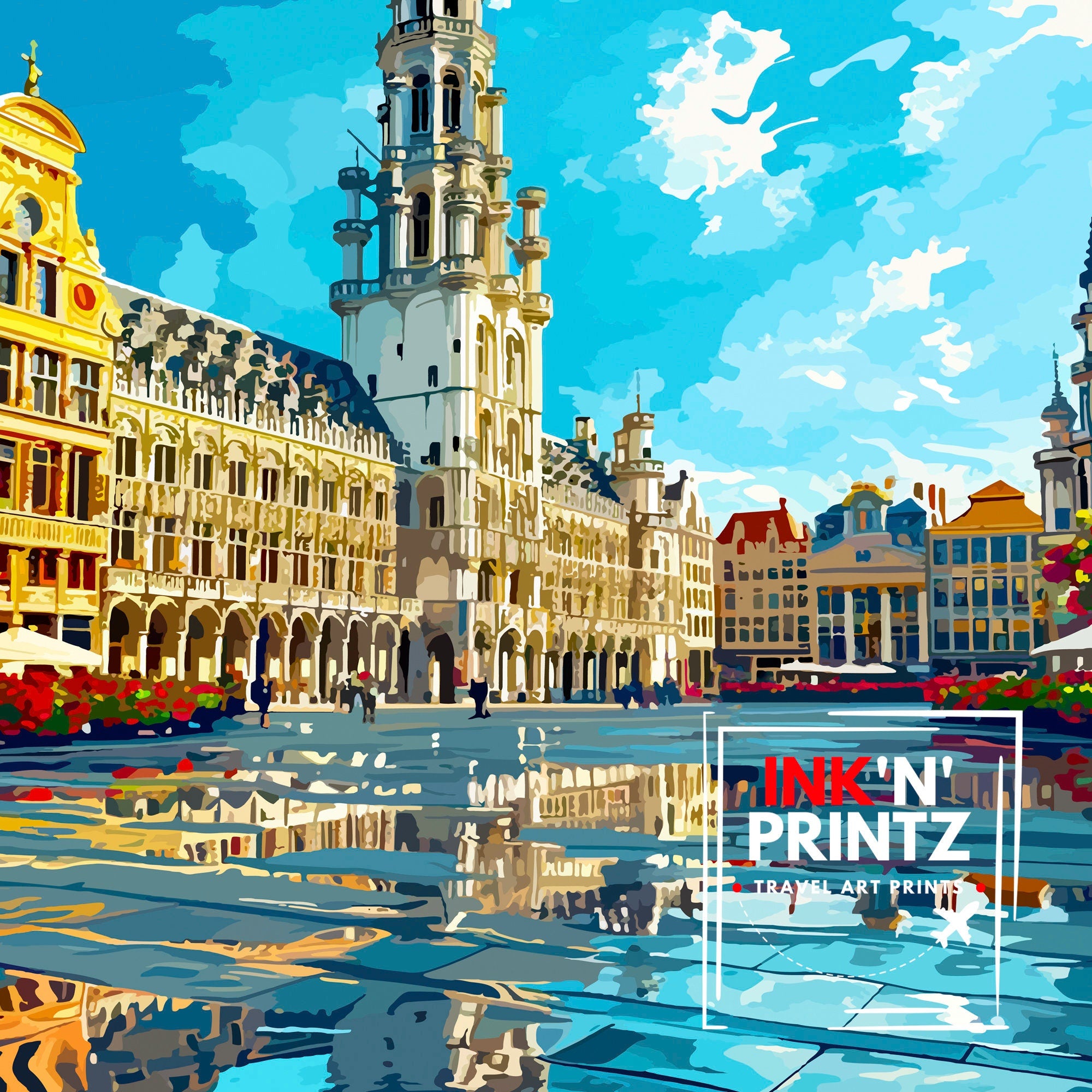 Brussels Belgium Travel Print Brussels Wall Decor Brussels Poster Belgium Travel Prints Brussels Art Print Brussels Illustration Brussels