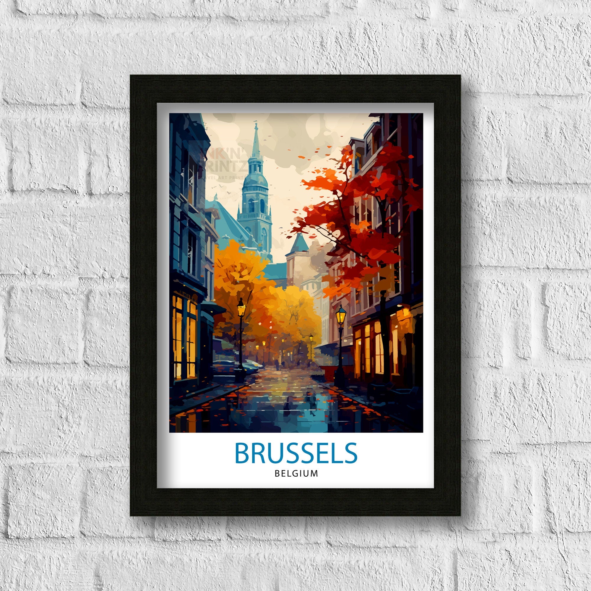 Brussels Belgium Travel Print Brussels Wall Decor Brussels Poster Belgium Travel Prints Brussels Art Print Brussels Illustration Brussels