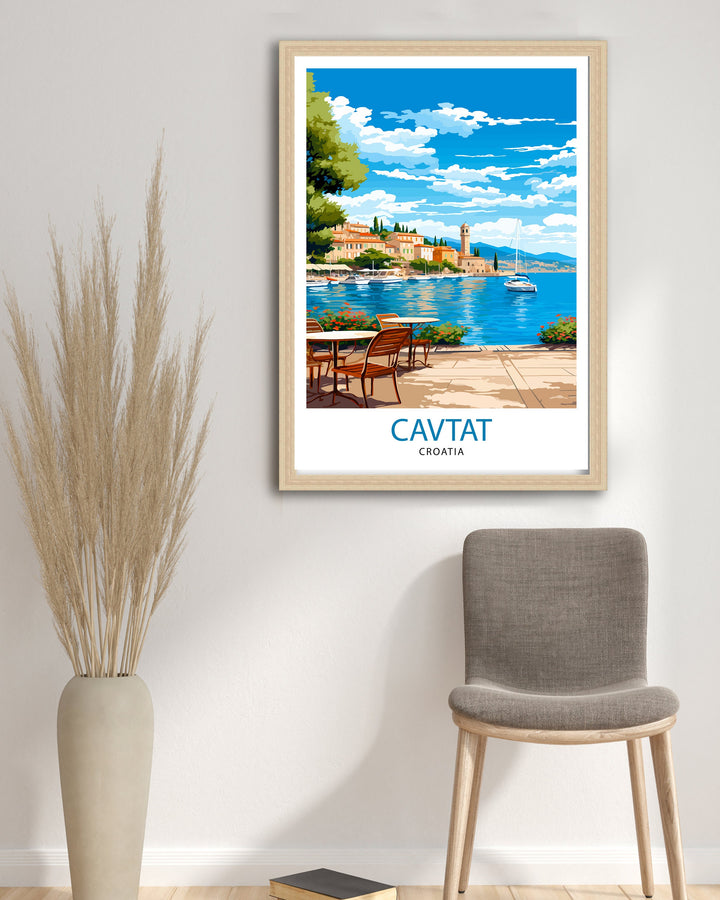 Cavtat Croatia Travel Poster Cavtat Wall Art Cavtat Illustration Croatia Travel Poster Cavtat Home Decor Cavtat Gift