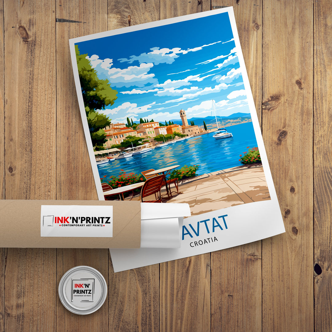 Cavtat Croatia Travel Poster Cavtat Wall Art Cavtat Illustration Croatia Travel Poster Cavtat Home Decor Cavtat Gift