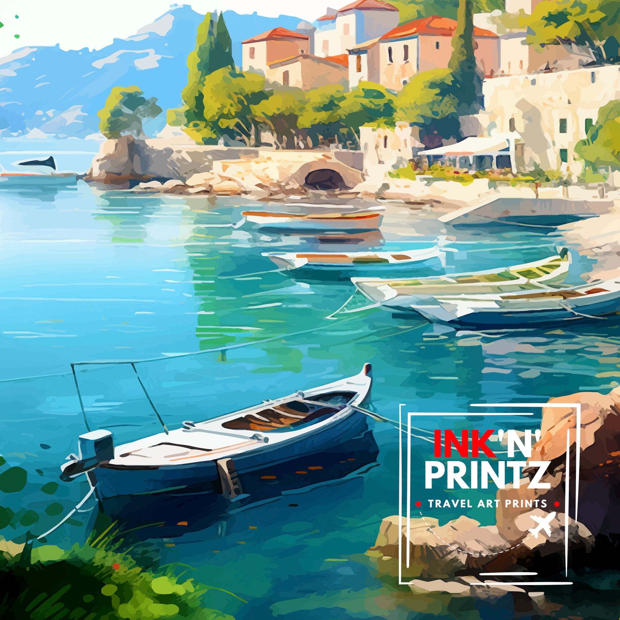 Cavtat Croatia Travel Print Cavtat Wall Art Cavtat Illustration Croatia Travel Poster Cavtat Home Decor Cavtat Gift