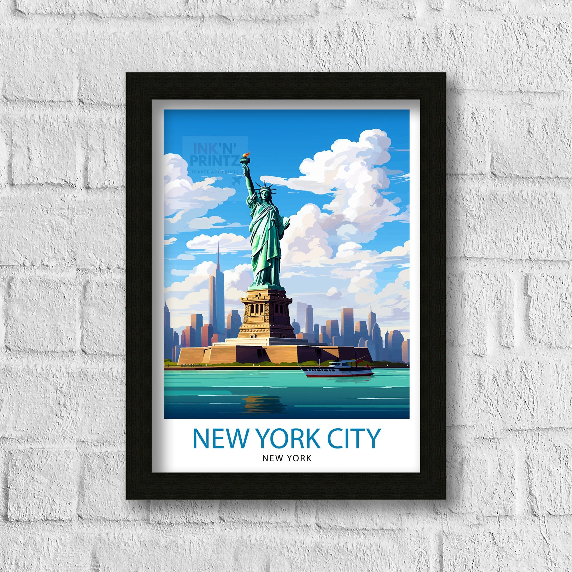 New York City Travel Print| New York Wall Art NYC Illustration Travel Poster Gift for New York Home Decor