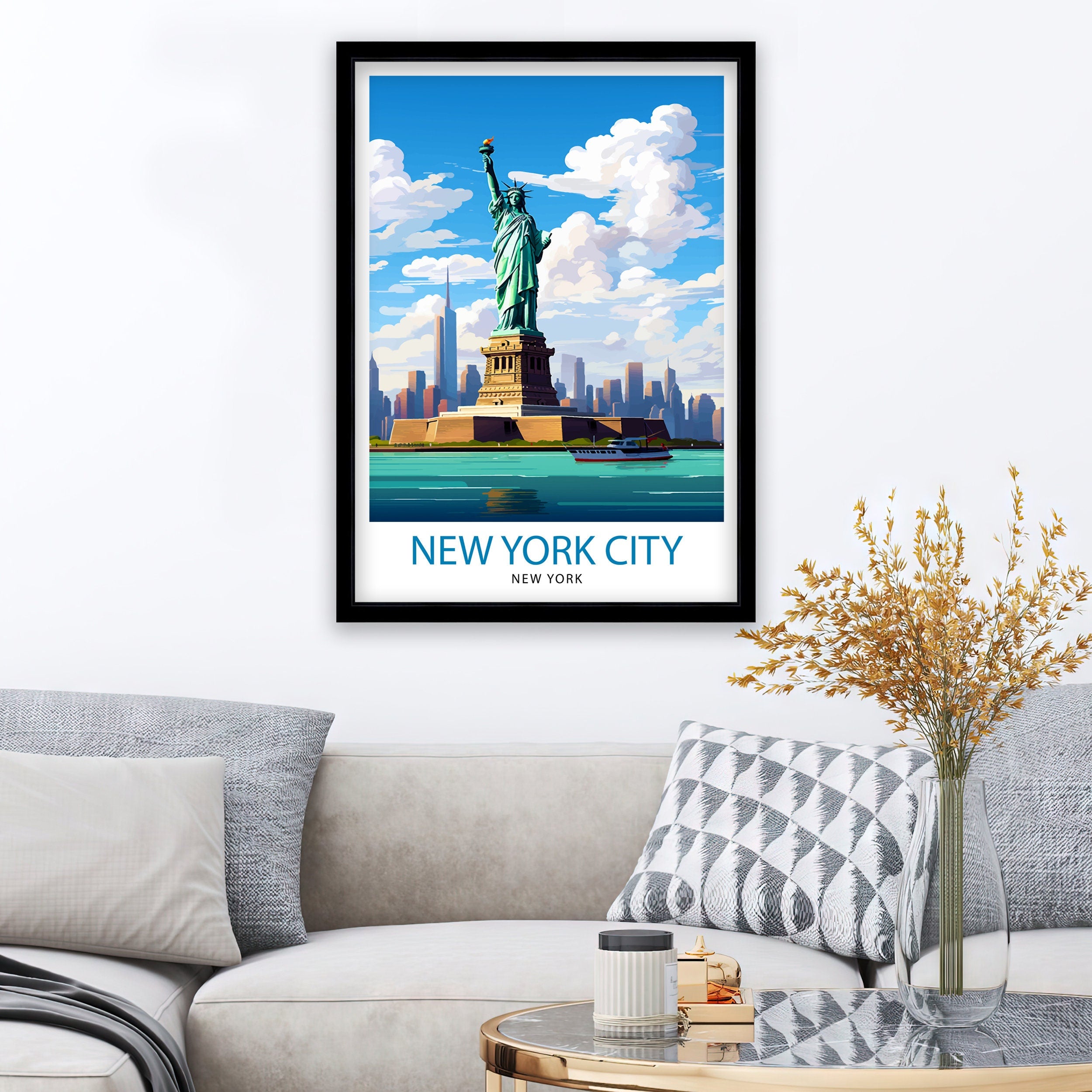 New York City Travel Print| New York Wall Art NYC Illustration Travel Poster Gift for New York Home Decor