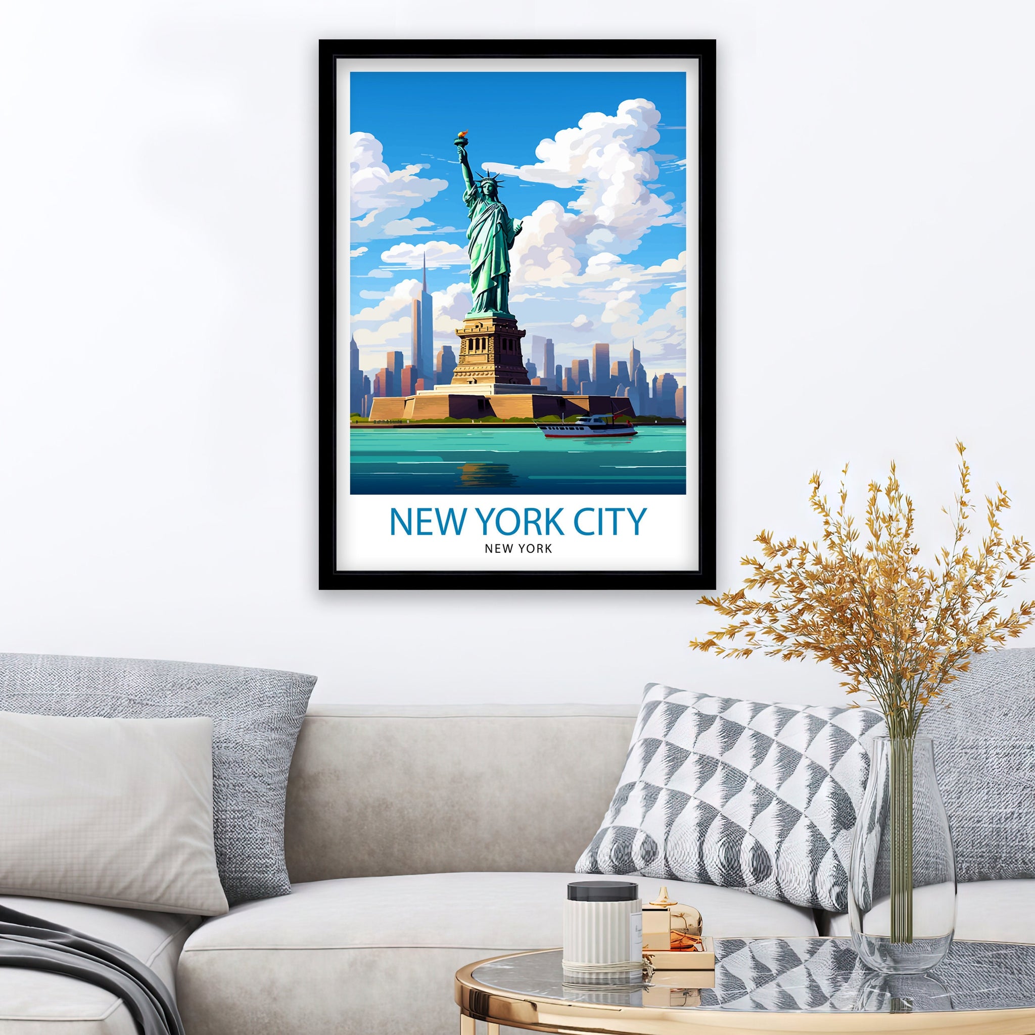 New York City Travel Print| New York Wall Art NYC Illustration Travel Poster Gift for New York Home Decor