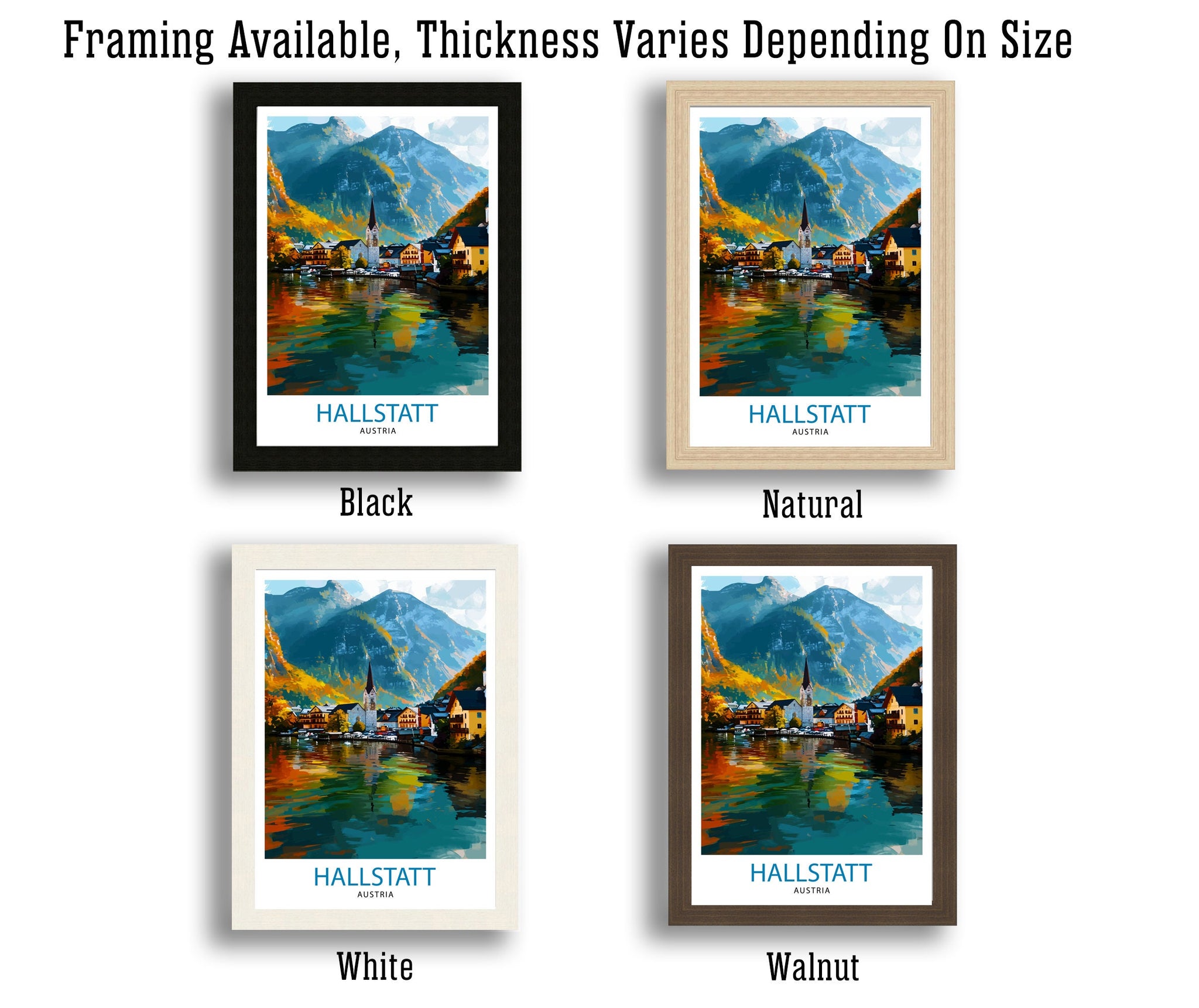 Hallstatt Austria Travel Print Hallstatt Wall Decor Hallstatt Home Living Decor Hallstatt Illustration Travel Poster Austria Home Decor