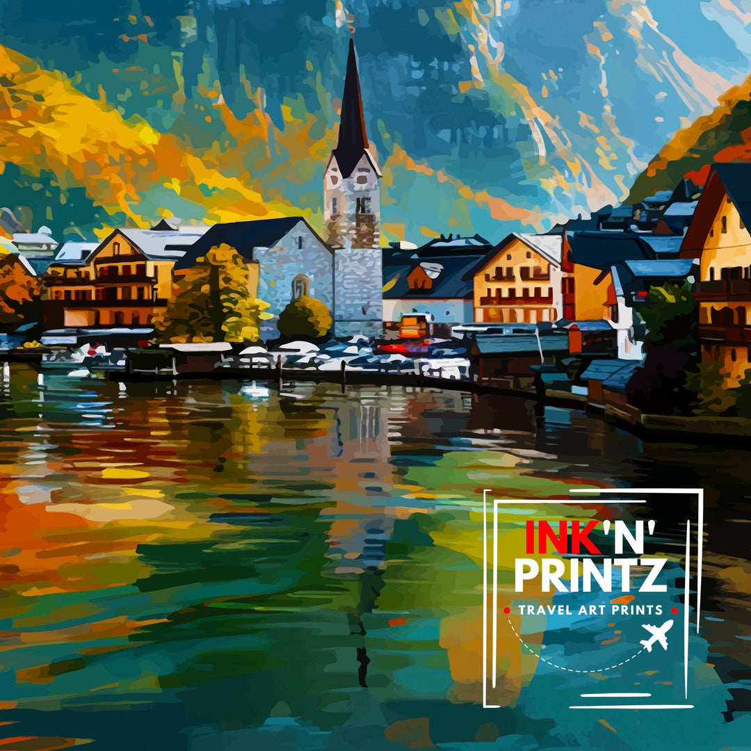 Hallstatt Austria Travel Poster Hallstatt