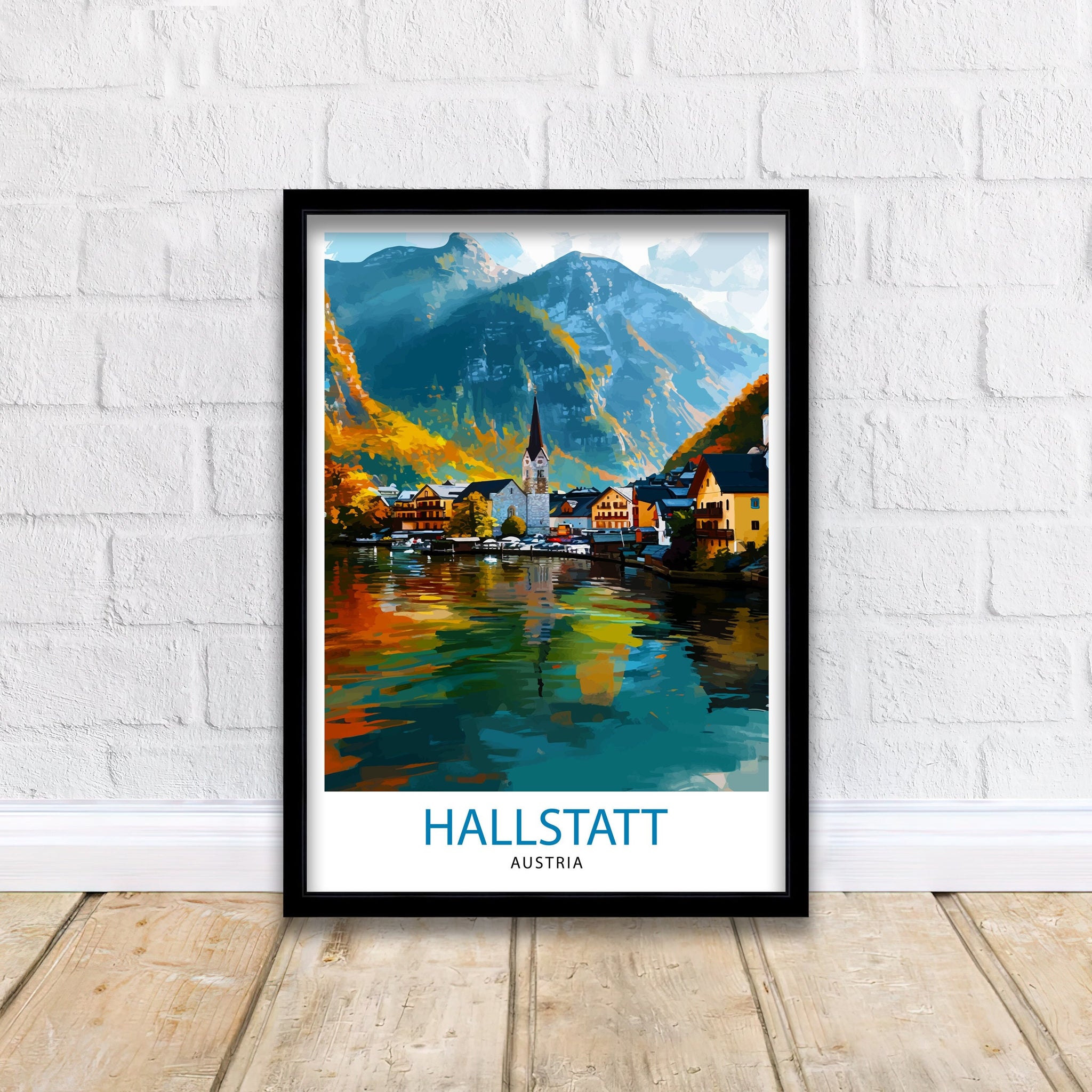 Hallstatt Austria Travel Print Hallstatt Wall Decor Hallstatt Home Living Decor Hallstatt Illustration Travel Poster Austria Home Decor