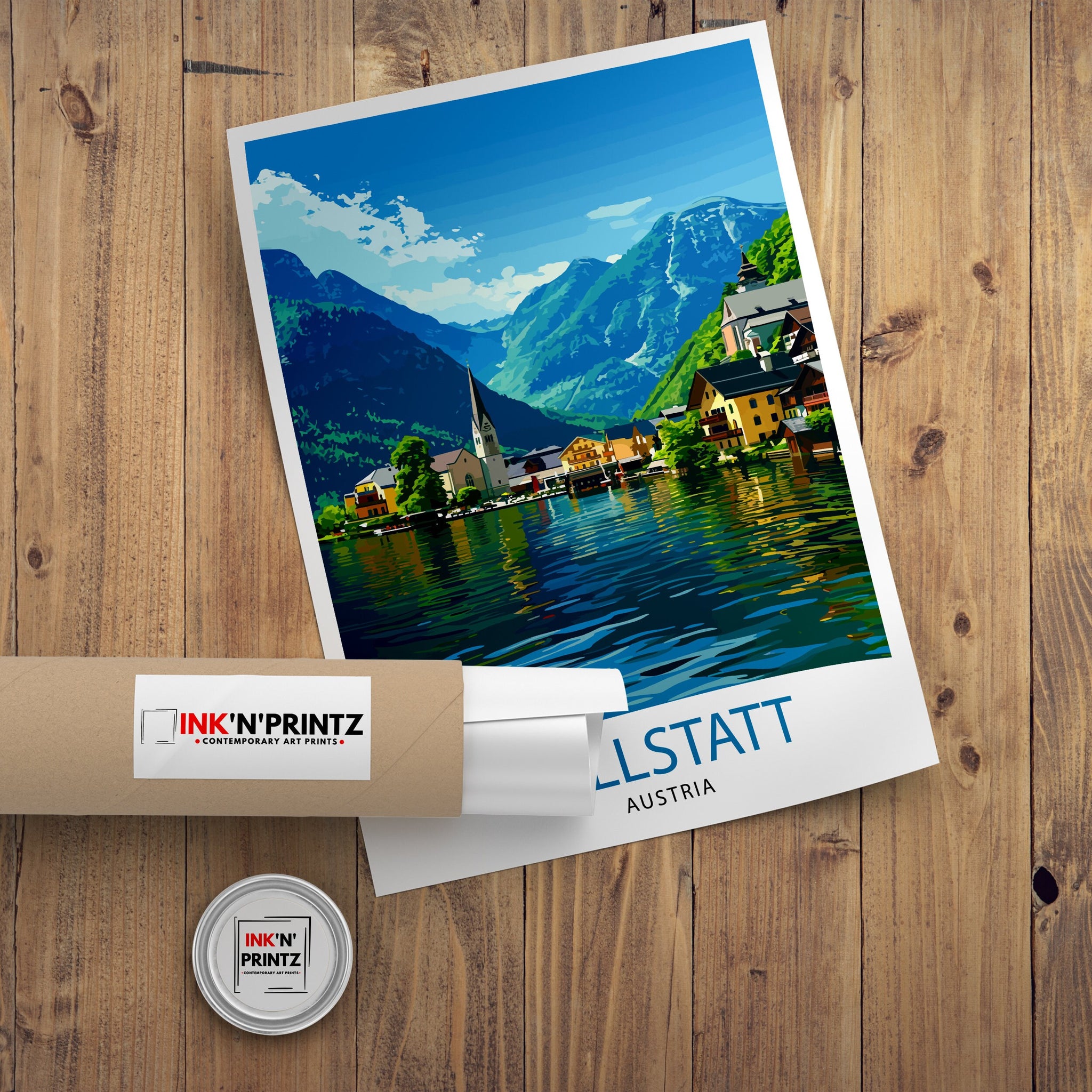 Hallstatt Austria Travel Print Hallstatt Wall Decor Hallstatt Home Living Decor Hallstatt Illustration Travel Poster Austria Home Decor
