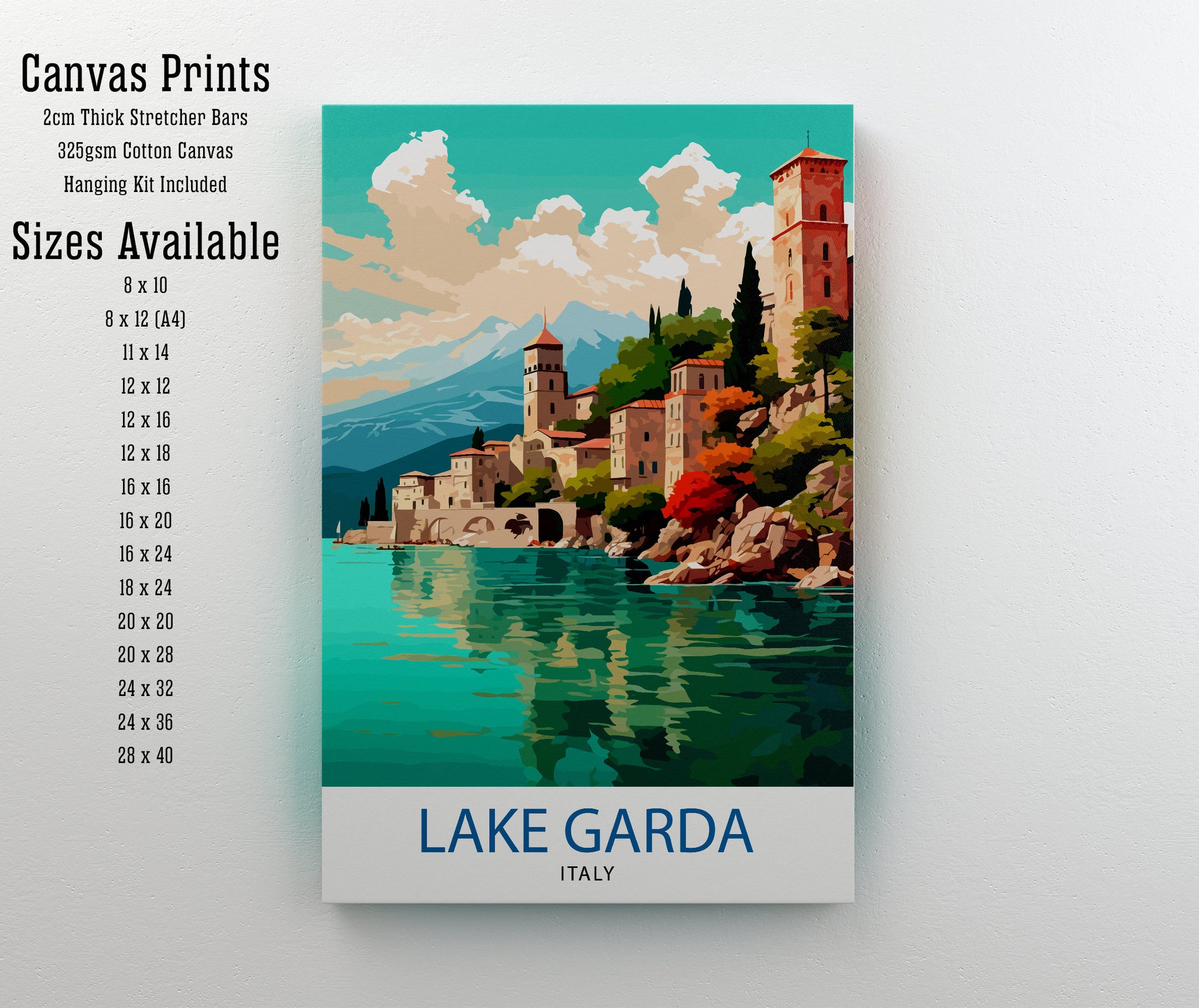 Lake Garda Italy Travel Print Lake Garda Wall Art Italy Travel Poster Lake Garda Home Decor Italy Illustration Gift for Italy Lovers