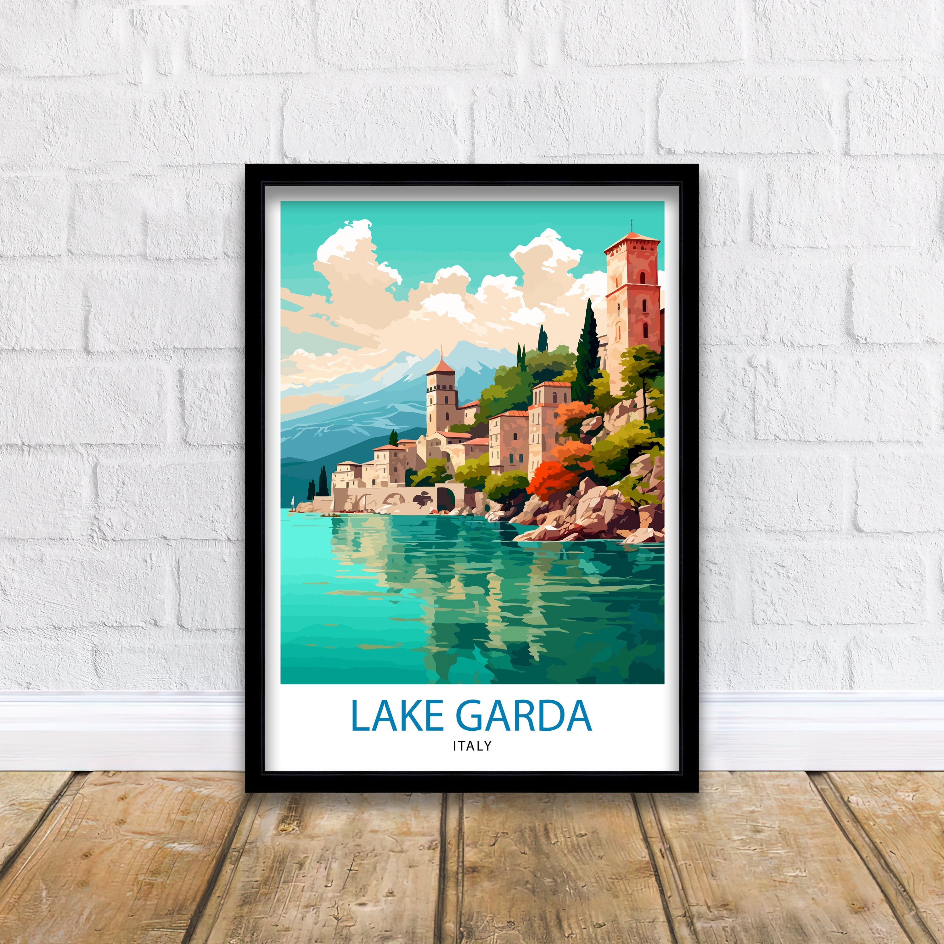 Lake Garda Italy Travel Print Lake Garda Wall Art Italy Travel Poster Lake Garda Home Decor Italy Illustration Gift for Italy Lovers