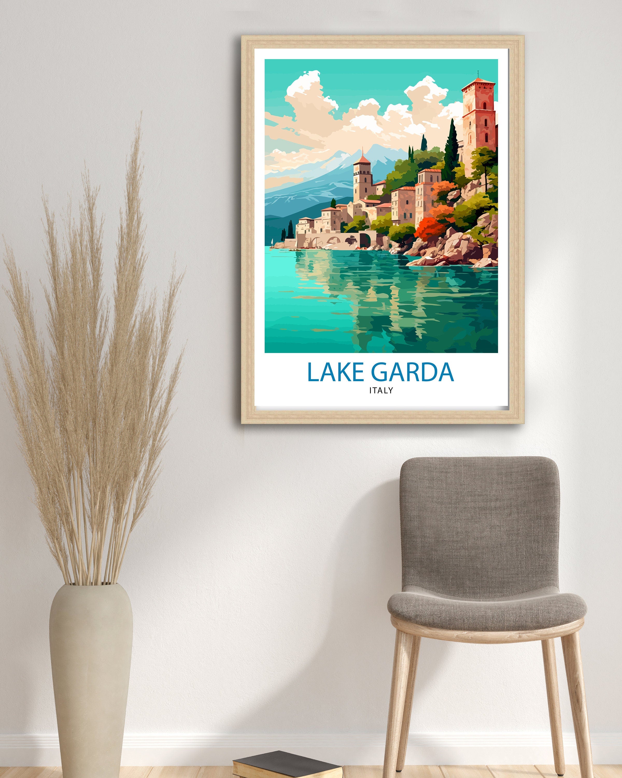Lake Garda Italy Travel Print Lake Garda Wall Art Italy Travel Poster Lake Garda Home Decor Italy Illustration Gift for Italy Lovers