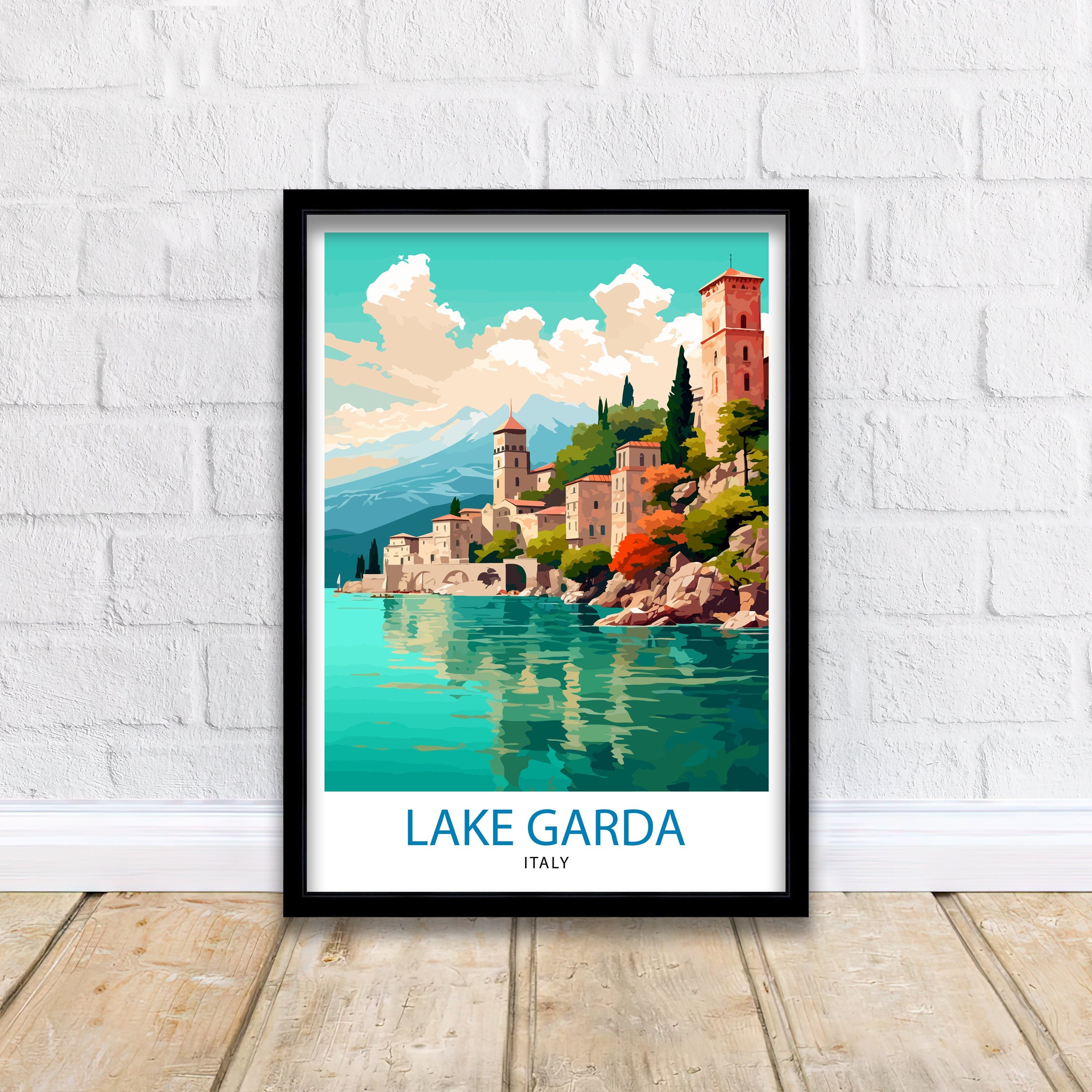 Lake Garda Italy Travel Print Lake Garda Wall Art Italy Travel Poster Lake Garda Home Decor Italy Illustration Gift for Italy Lovers