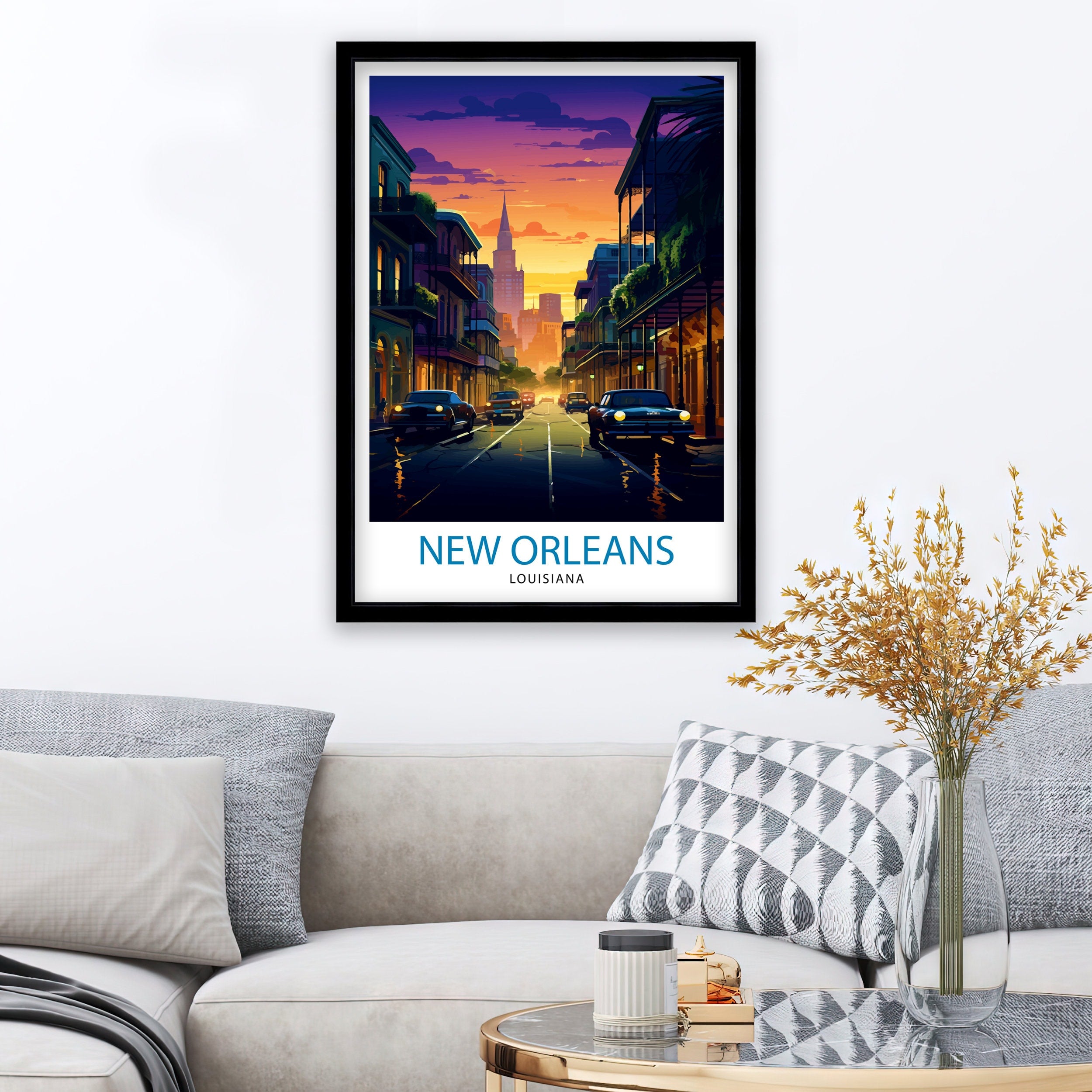 New Orleans Travel Print| New Orleans Wall Decor New Orleans Home Living Decor New Orleans Illustration Travel Poster Gift For New Orleans