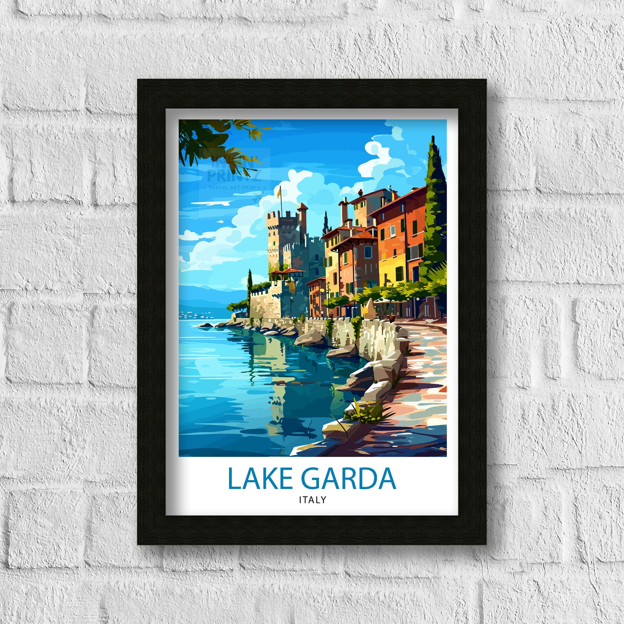 Lake Garda Italy Travel Print Lake Garda Wall Art Italy Travel Poster Lake Garda Home Decor Italy Illustration Gift for Italy Lovers