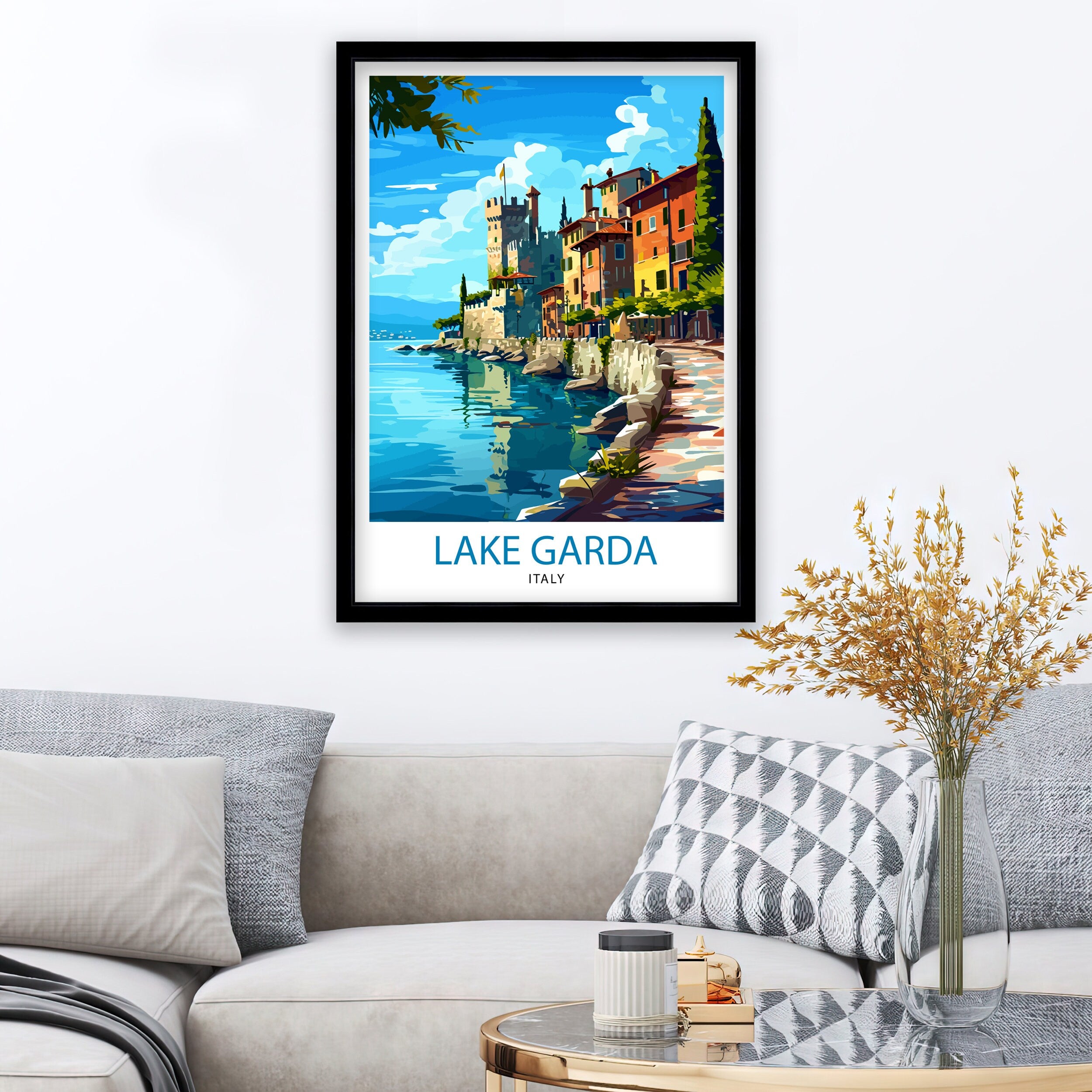 Lake Garda Italy Travel Print Lake Garda Wall Art Italy Travel Poster Lake Garda Home Decor Italy Illustration Gift for Italy Lovers