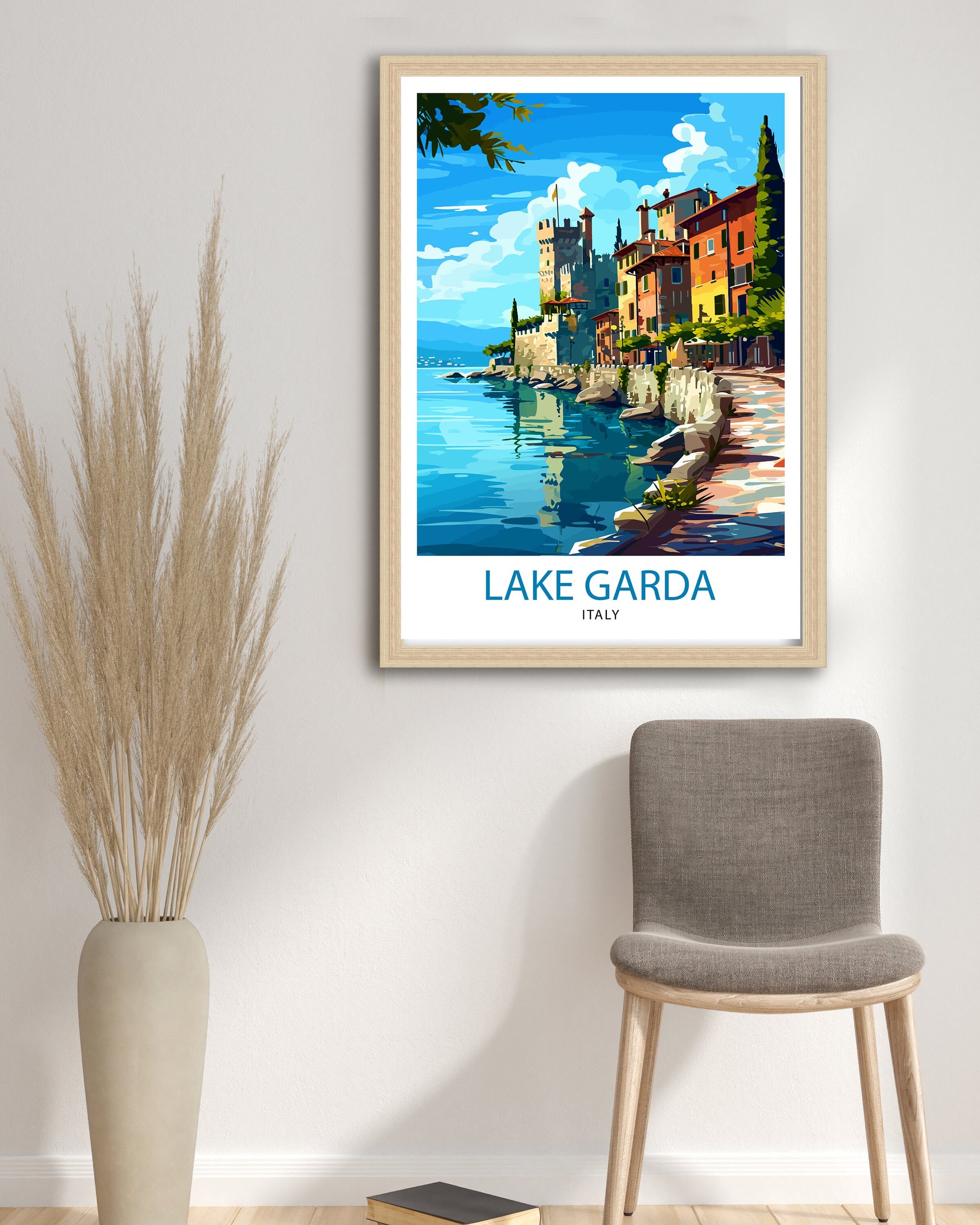 Lake Garda Italy Travel Print Lake Garda Wall Art Italy Travel Poster Lake Garda Home Decor Italy Illustration Gift for Italy Lovers