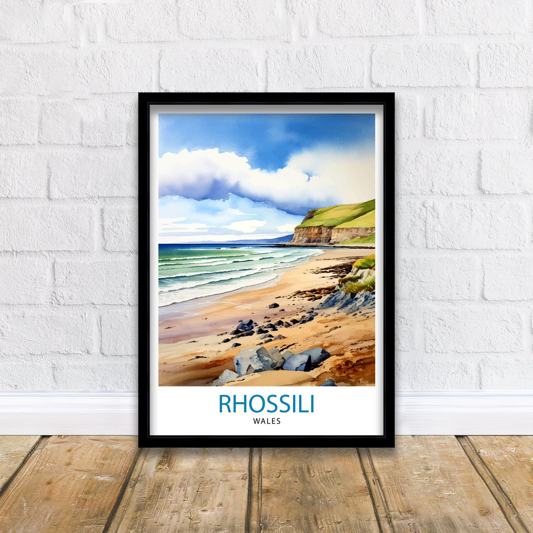 Rhossili Wales Poster Stunning Welsh Coastline Art Rhossili Bay Poster Gower Peninsula