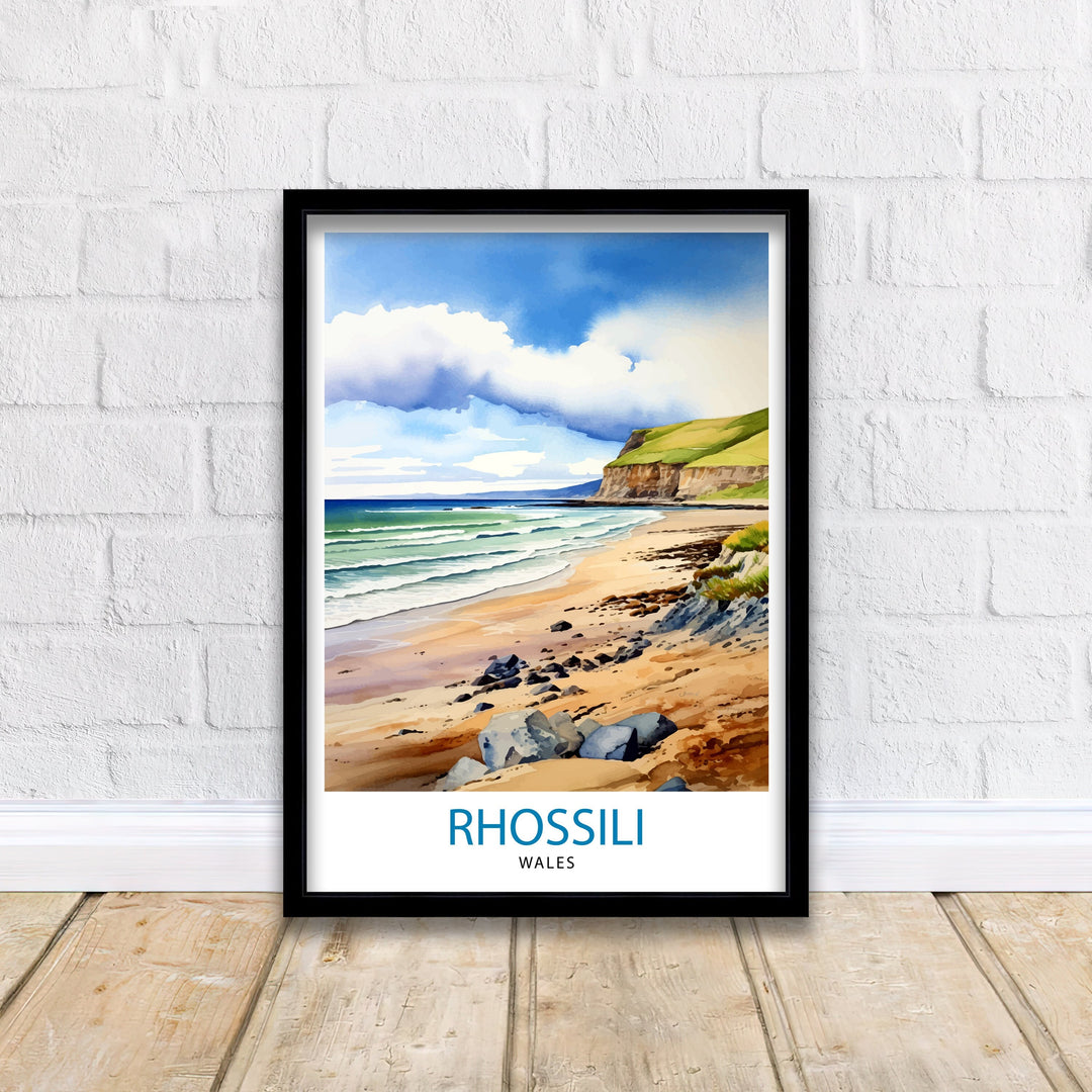 Rhossili Wales Poster Stunning Welsh Coastline Art Rhossili Bay Poster Gower Peninsula